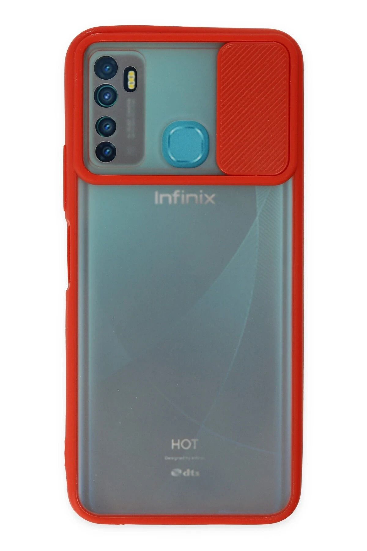 NewFace İnfinix Hot 9 Kılıf Palm Buzlu Kamera Sürgülü Silikon - Kırmızı HNZRN
