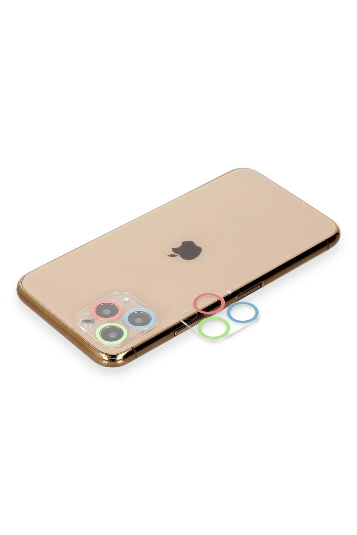 NewFace İPhone 11 Pro Max Uyumlu Renkli Kamera Lens Koruma Cam - Mavi-yeşil Drstr