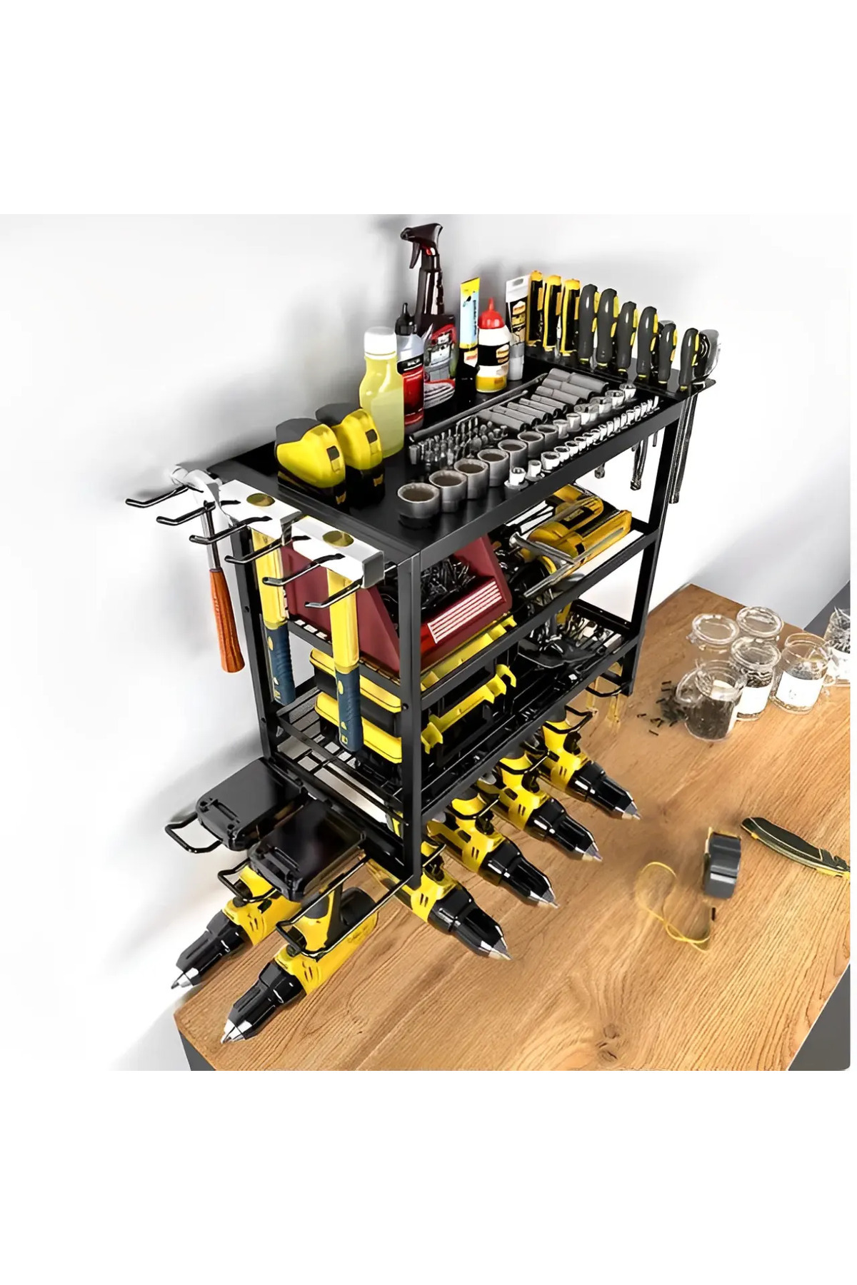 Herum-Tool Rack, Wall Mount, Shelves, Metal, Self-tapping Screws, Wrenches, Screwdrivers, Garage Organizer 2
