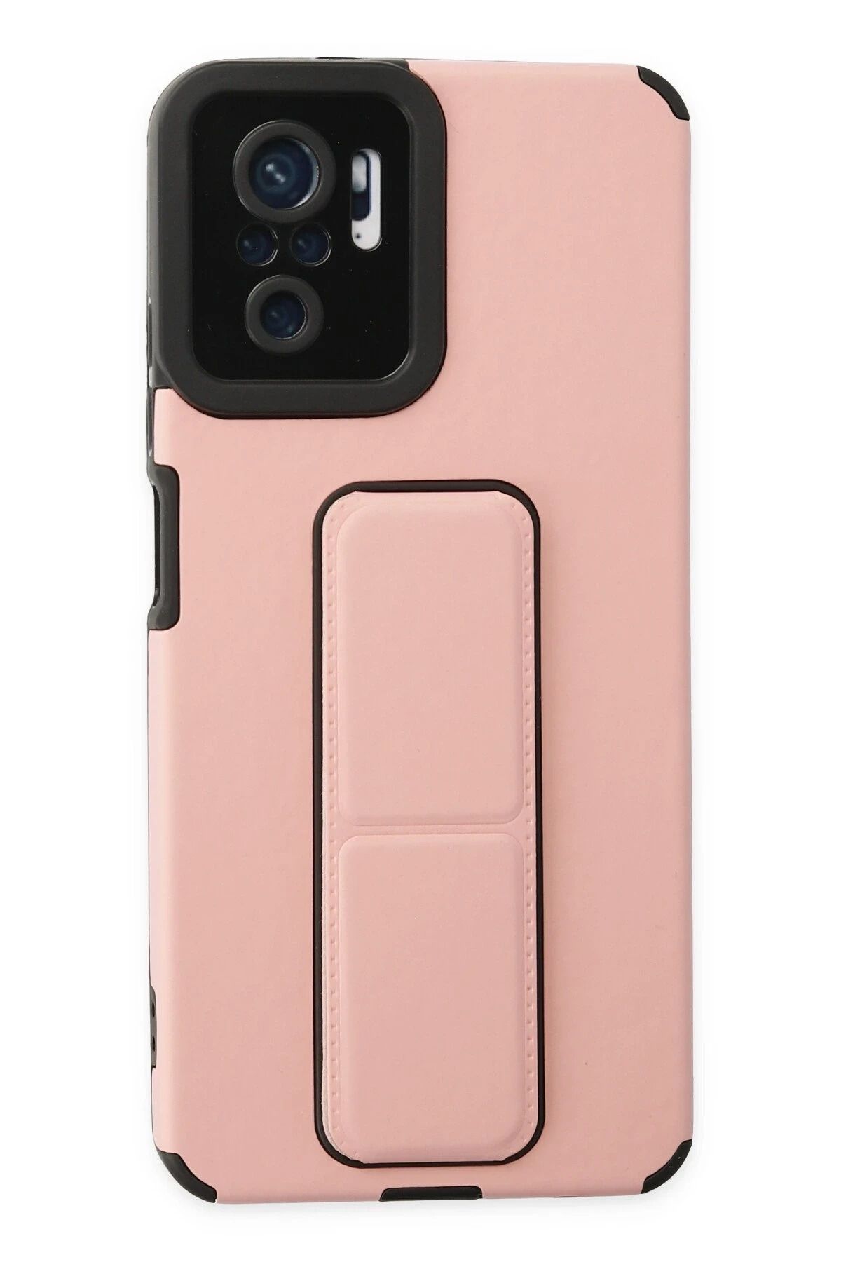 NewFace Xiaomi Redmi Note 10 Kılıf Mega Standlı Silikon - Pudra JOJUA