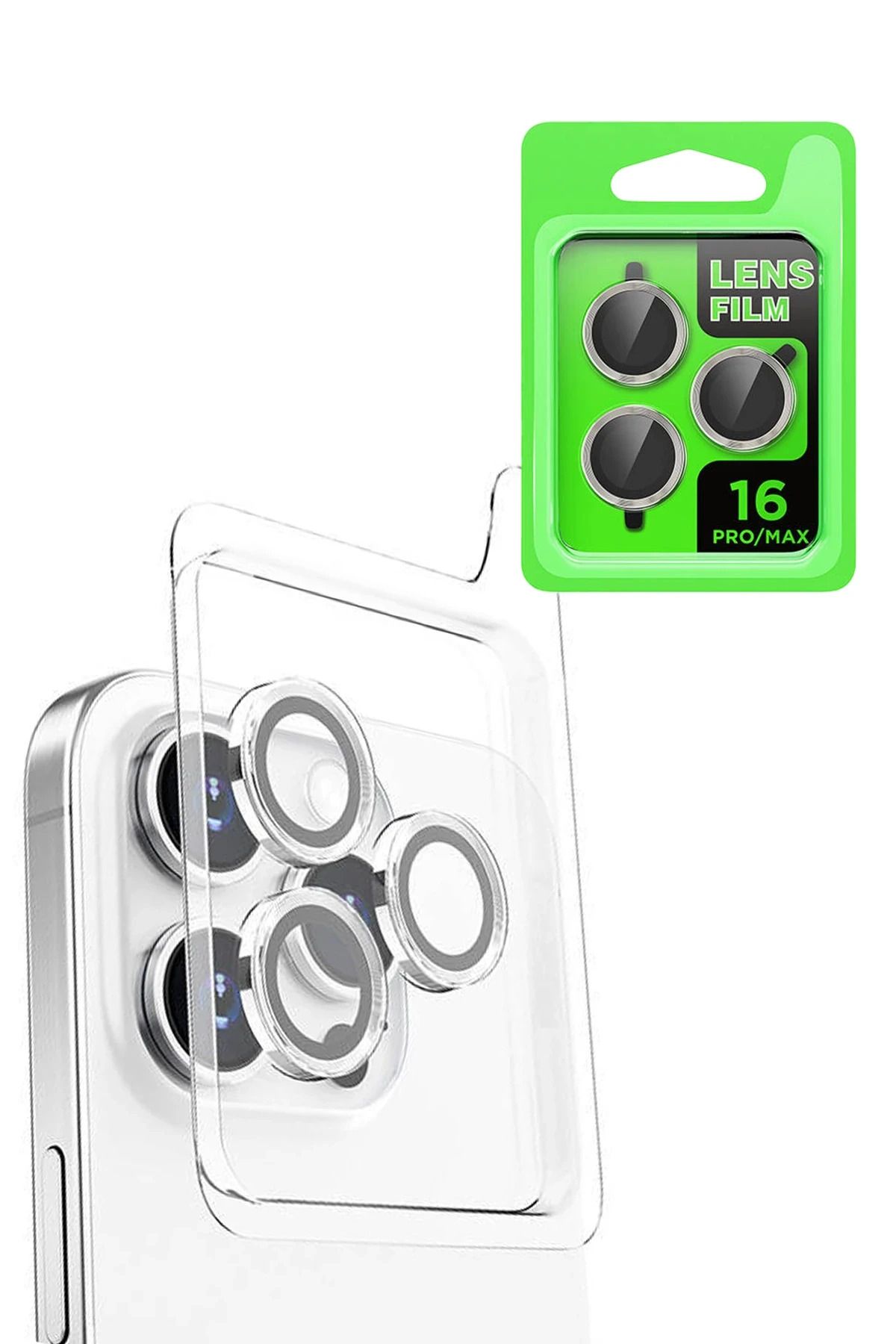 NewFace iPhone 16 Pro Max Raze Metal Kamera Lens - Beyaz DRSTR