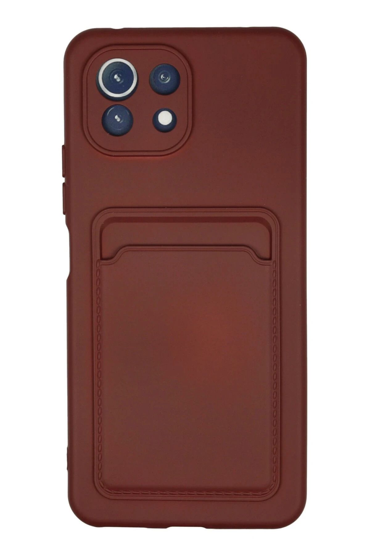 NewFace Xiaomi Mi 11 Kılıf Kelvin Kartvizitli Silikon - Bordo NRMSA