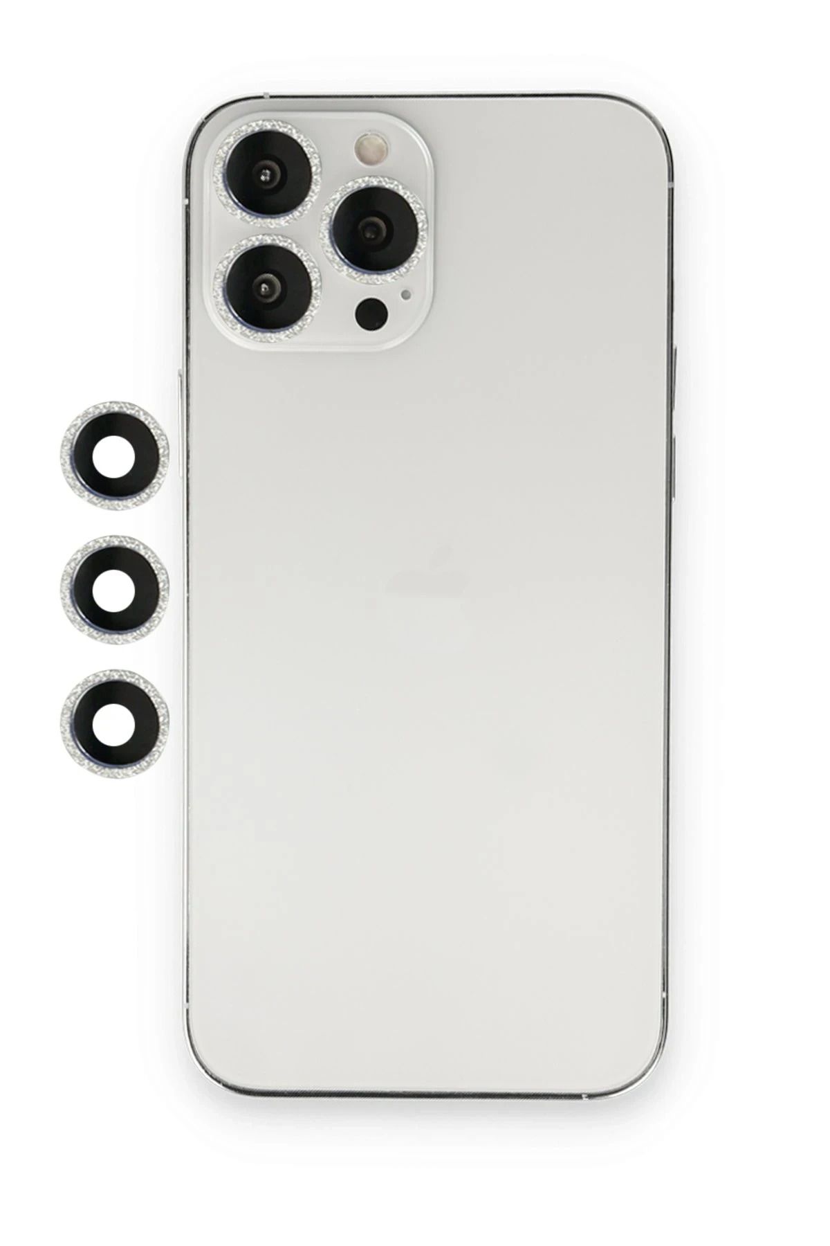 NewFace iPhone 12 Pro Max Uyumlu  Shine Kamera Lens - Gümüş DRSTR