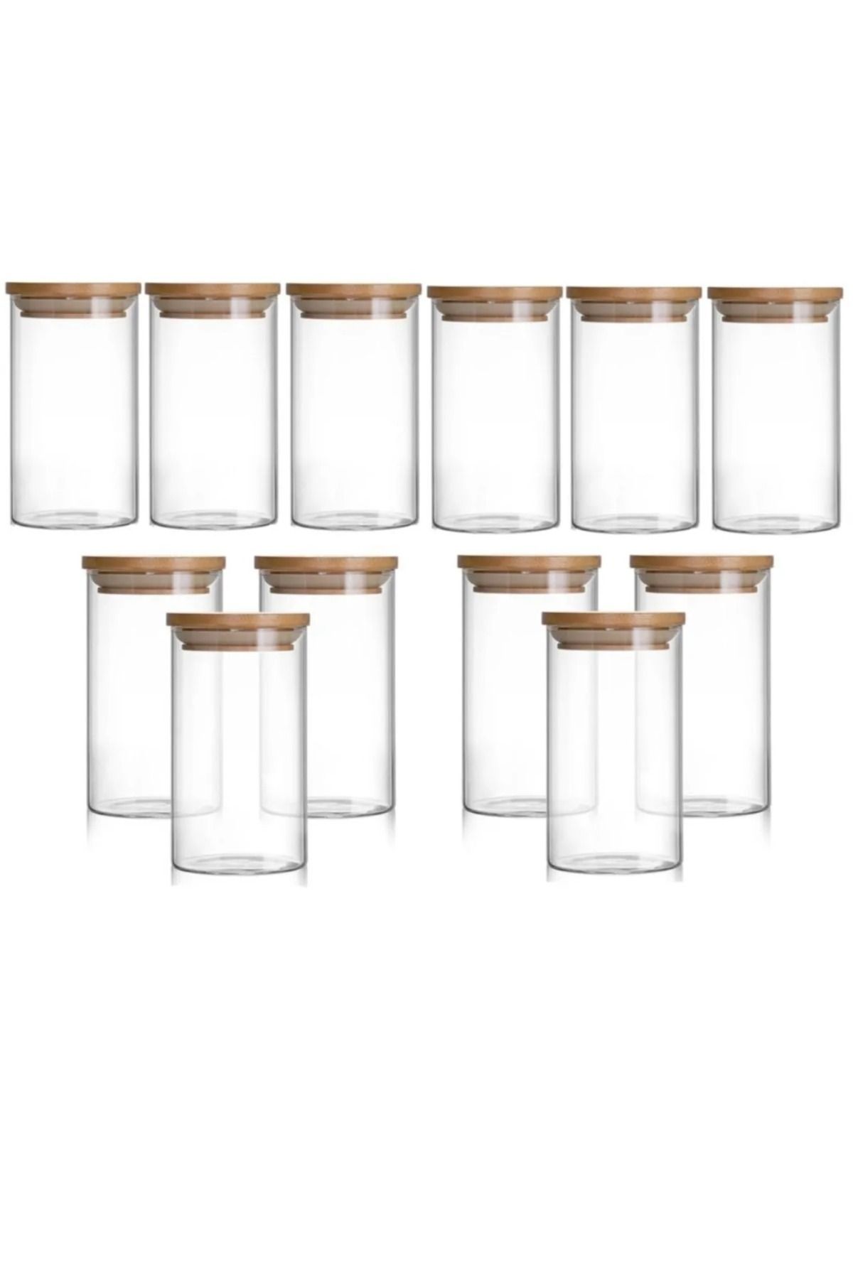 Noah Exclusive 12'li Borosilikat Baharatlık Seti - Sızdırmaz Silikonlu Bambu Kapak - 200 ml (X12)