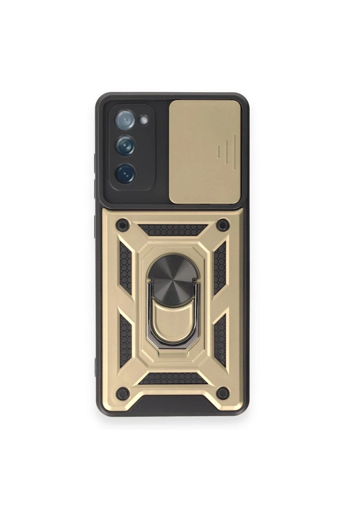 NewFace Samsung Galaxy S20 FE Kılıf Pars Lens Yüzüklü Silikon - Gold JOJUA