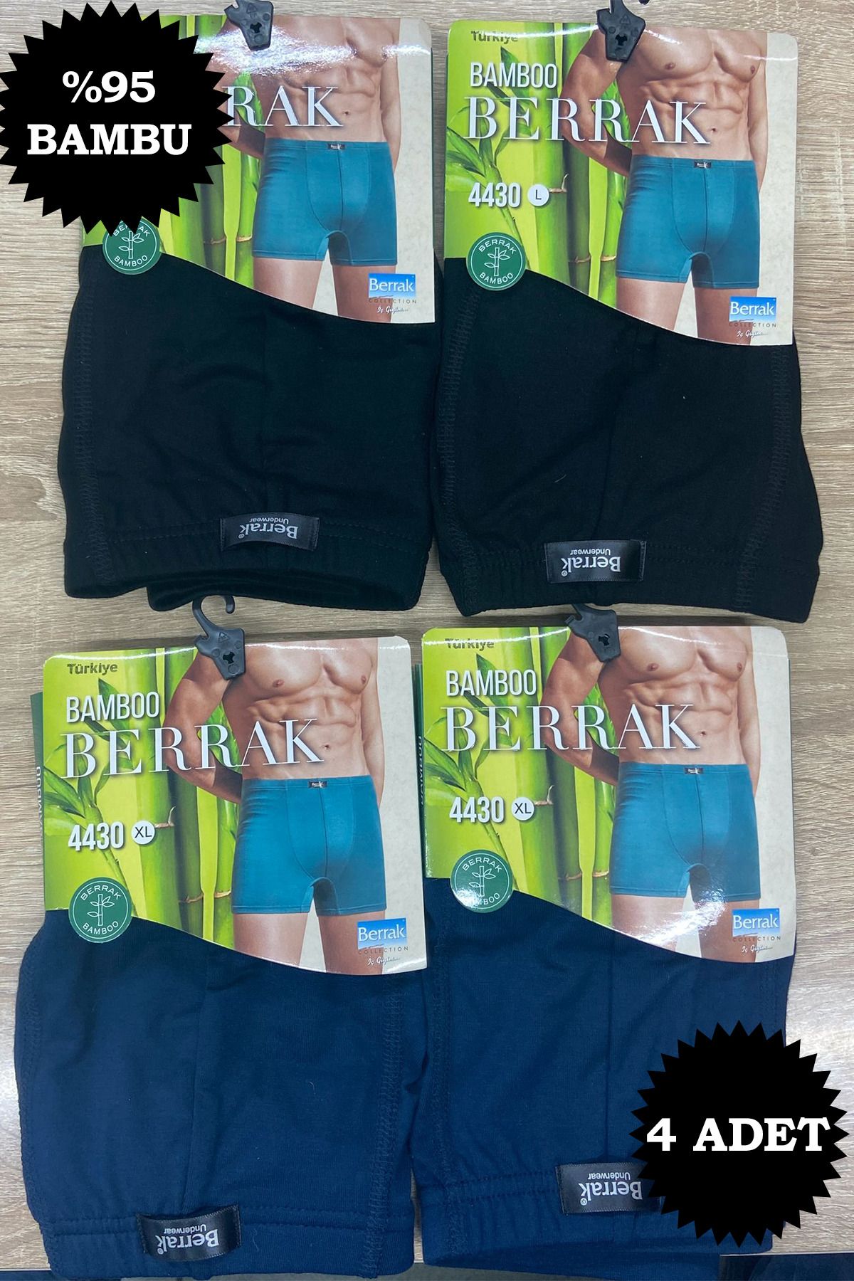 Berrak Erkek Bambu Boxer 4'lü