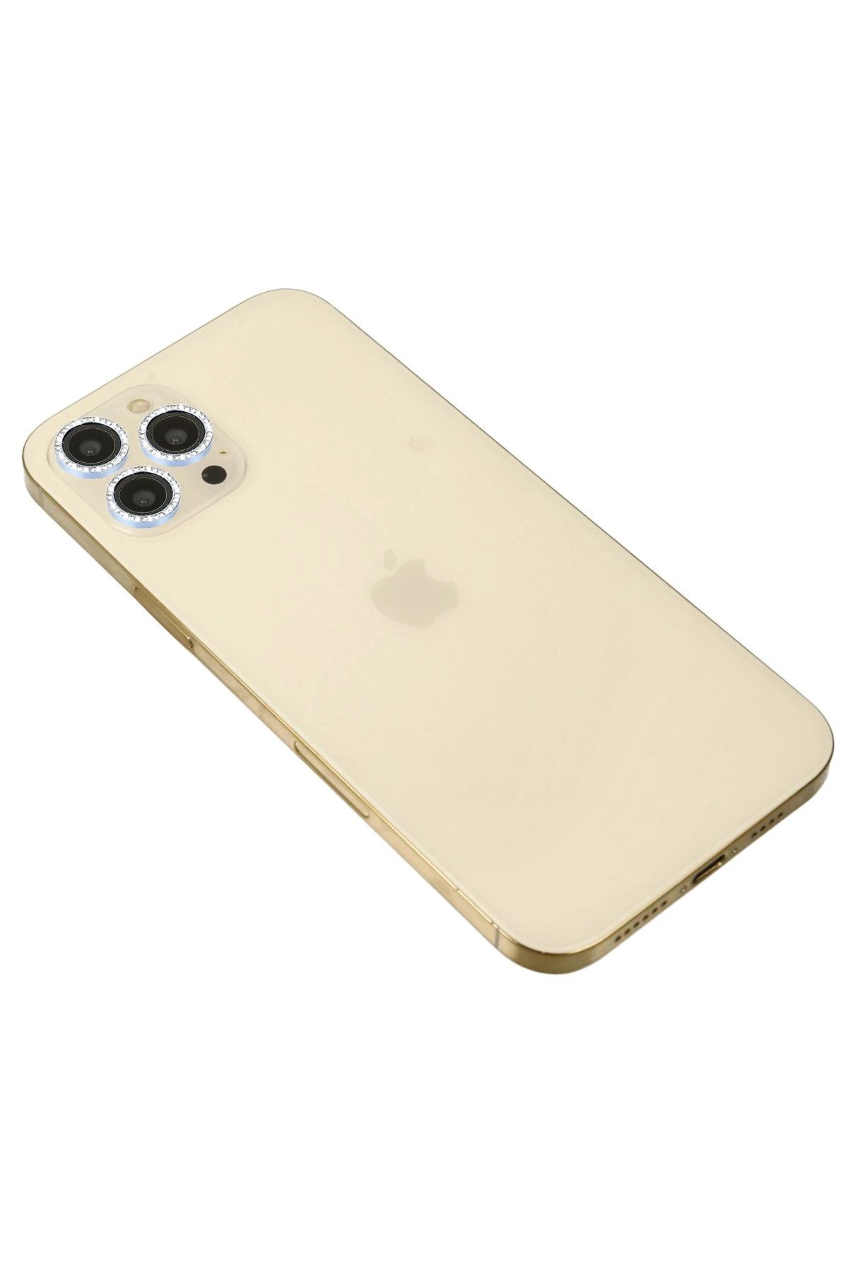 NewFace iPhone 12 Pro Max Uyumlu Diamond Kamera Lens - Mavi DRSTR