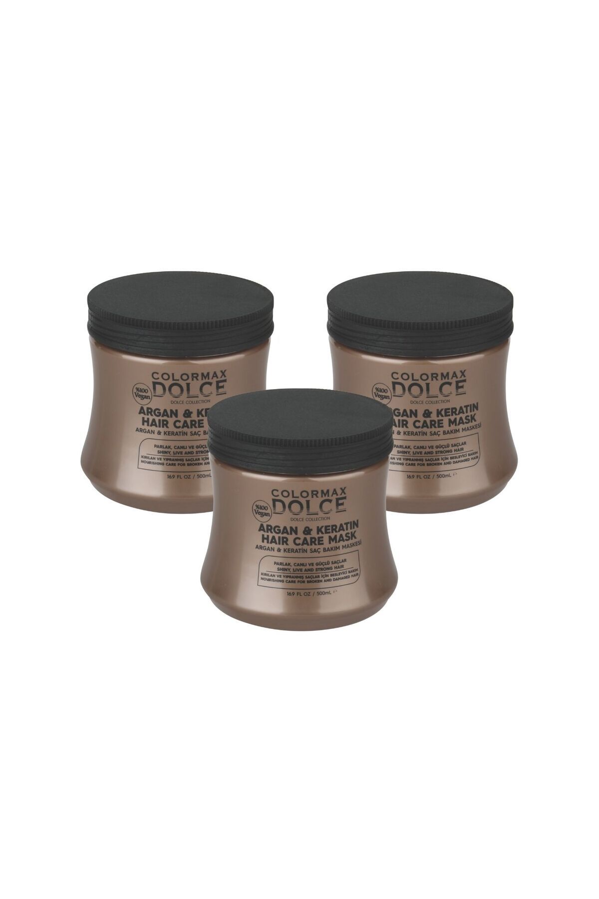 COLORMAX DOLCE NEW Series Argan ve Keratinli Vegan Saç Maskesi 500 ML 3 Adet