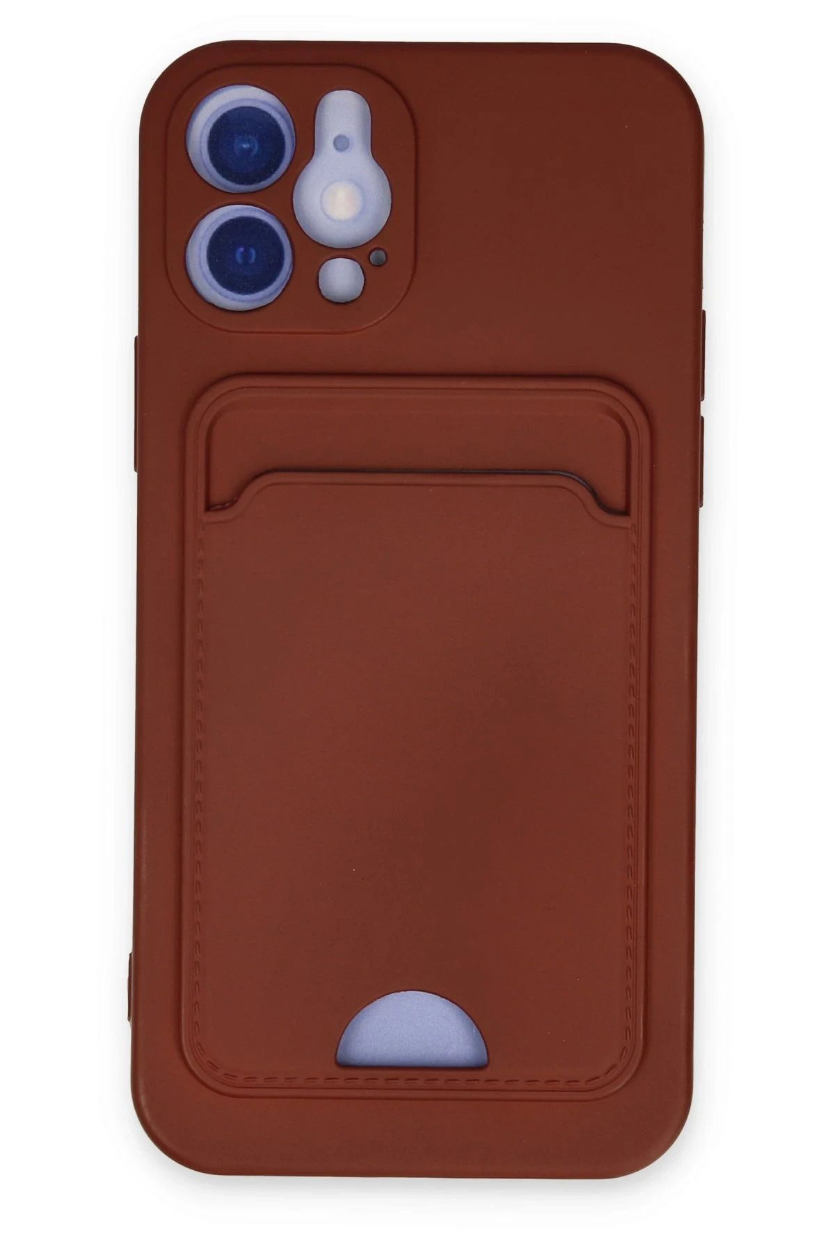NewFace iPhone 12 Kılıf Kelvin Kartvizitli Silikon - Bordo JOJUA