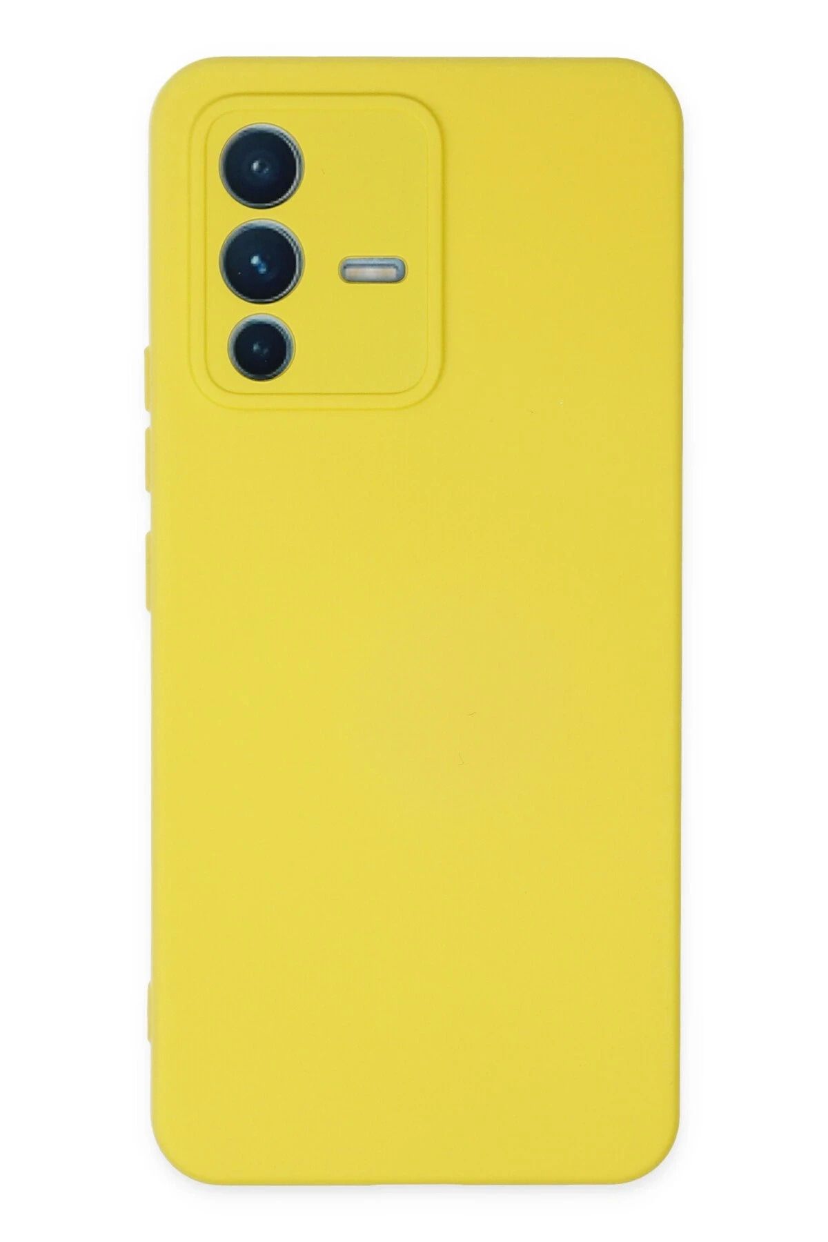 NewFace Vivo V23 5G Uyumlu Kılıf Nano içi Kadife Silikon - Sarı BSTMY