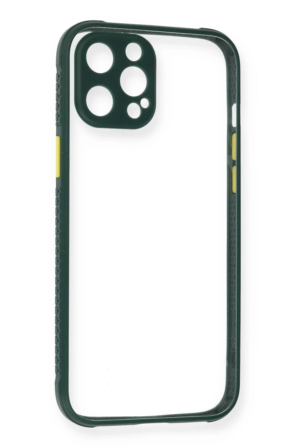 NewFace iPhone 12 Pro Kılıf Miami Şeffaf Silikon - Koyu Yeşil HNZRN