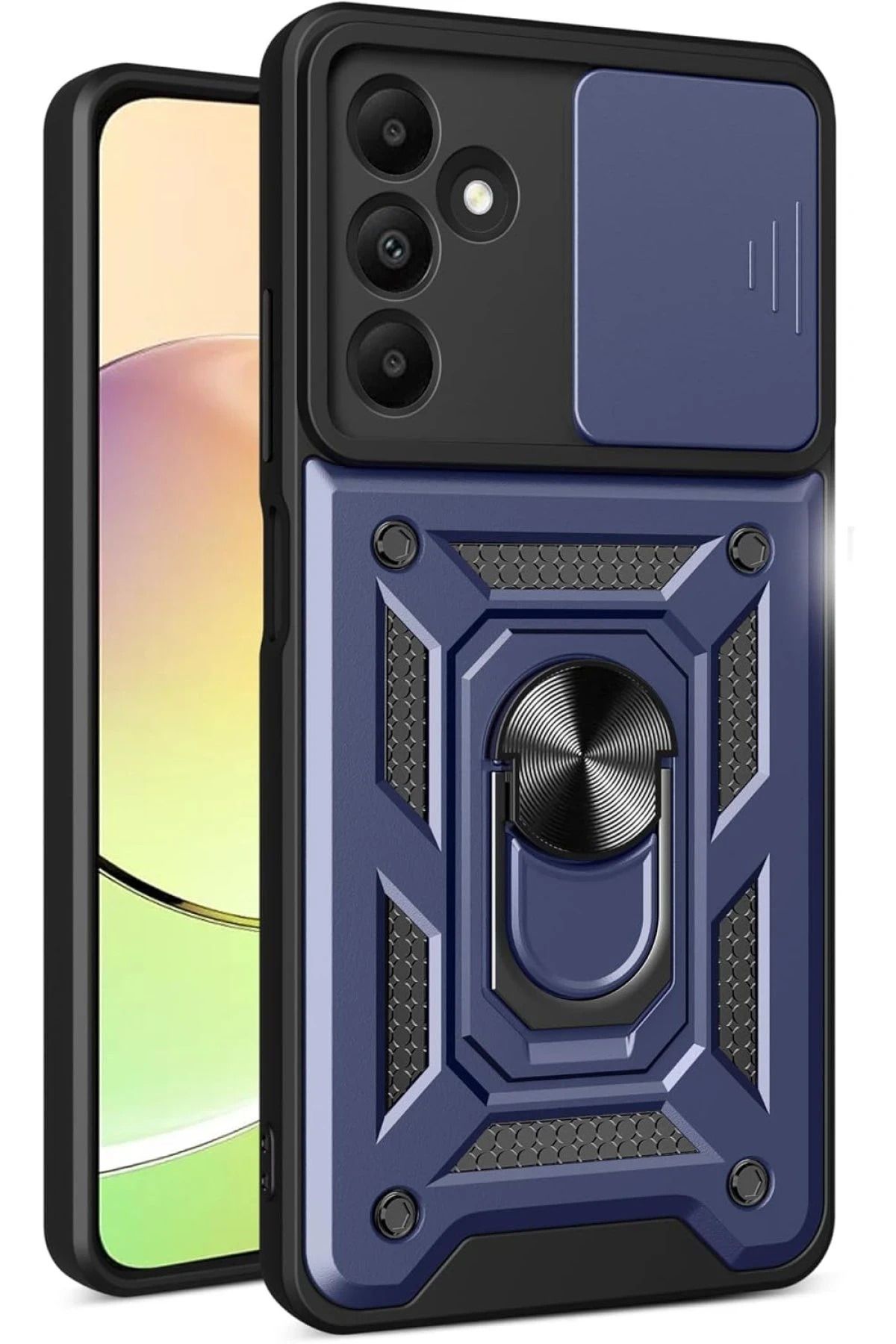 NewFace Samsung Galaxy M15 Kılıf Pars Lens Yüzüklü Silikon - Lacivert YNSMR