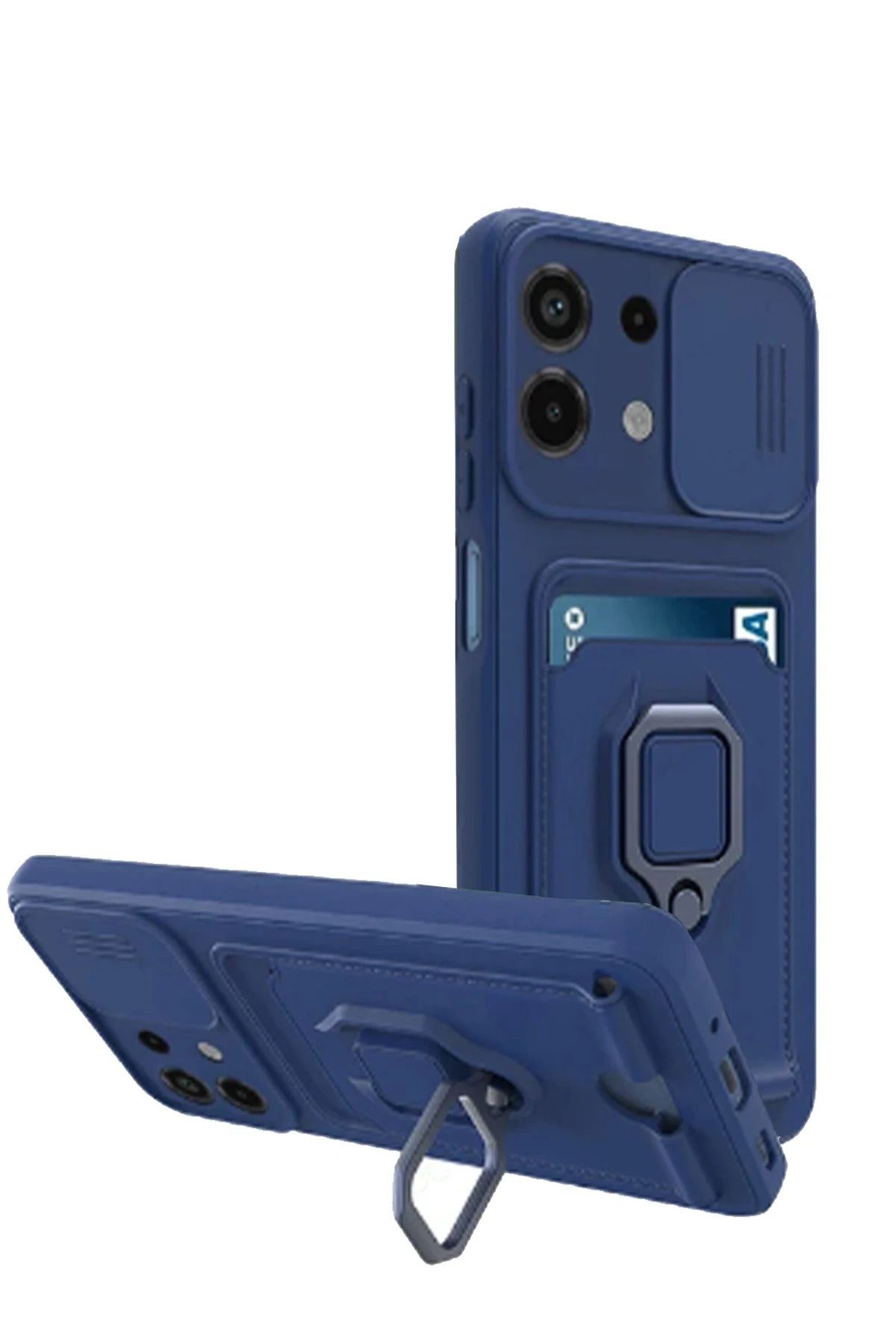 NewFace Xiaomi Redmi Note 13 4G Kılıf Zuma Kartvizitli Yüzüklü Silikon - Lacivert NRMSA