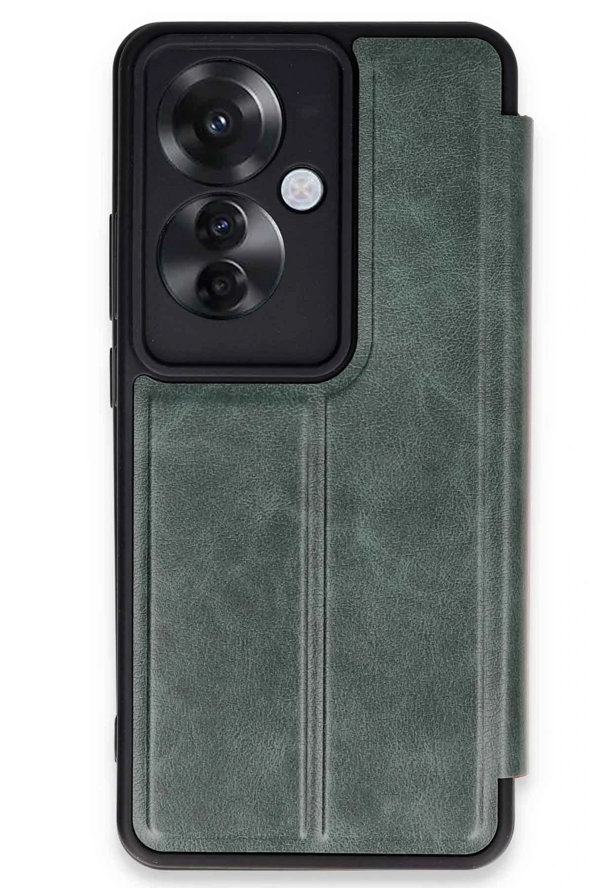NewFace Reno 11F Kılıf Flip Cover - Koyu Yeşil YNSMR