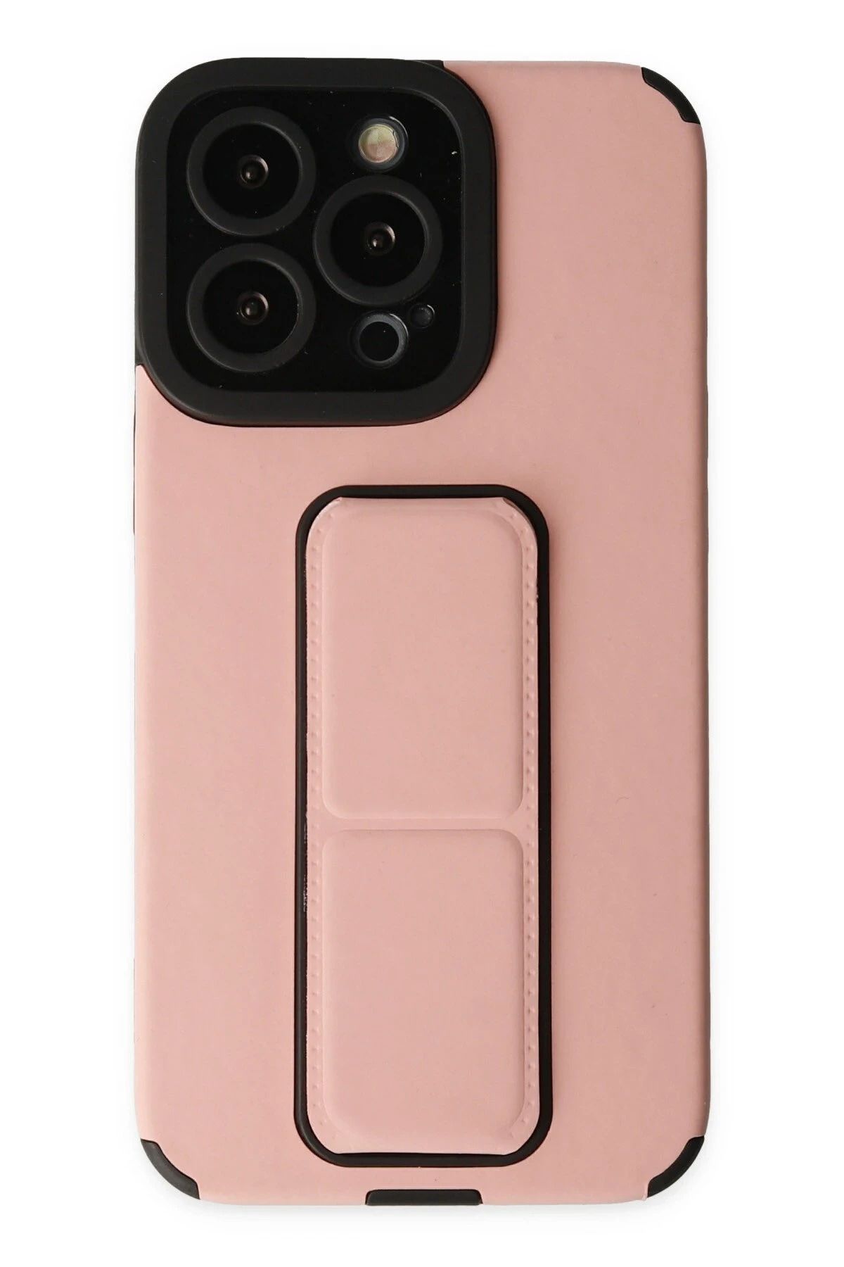 NewFace iPhone 14 Pro Kılıf Mega Standlı Silikon - Pudra FERRG