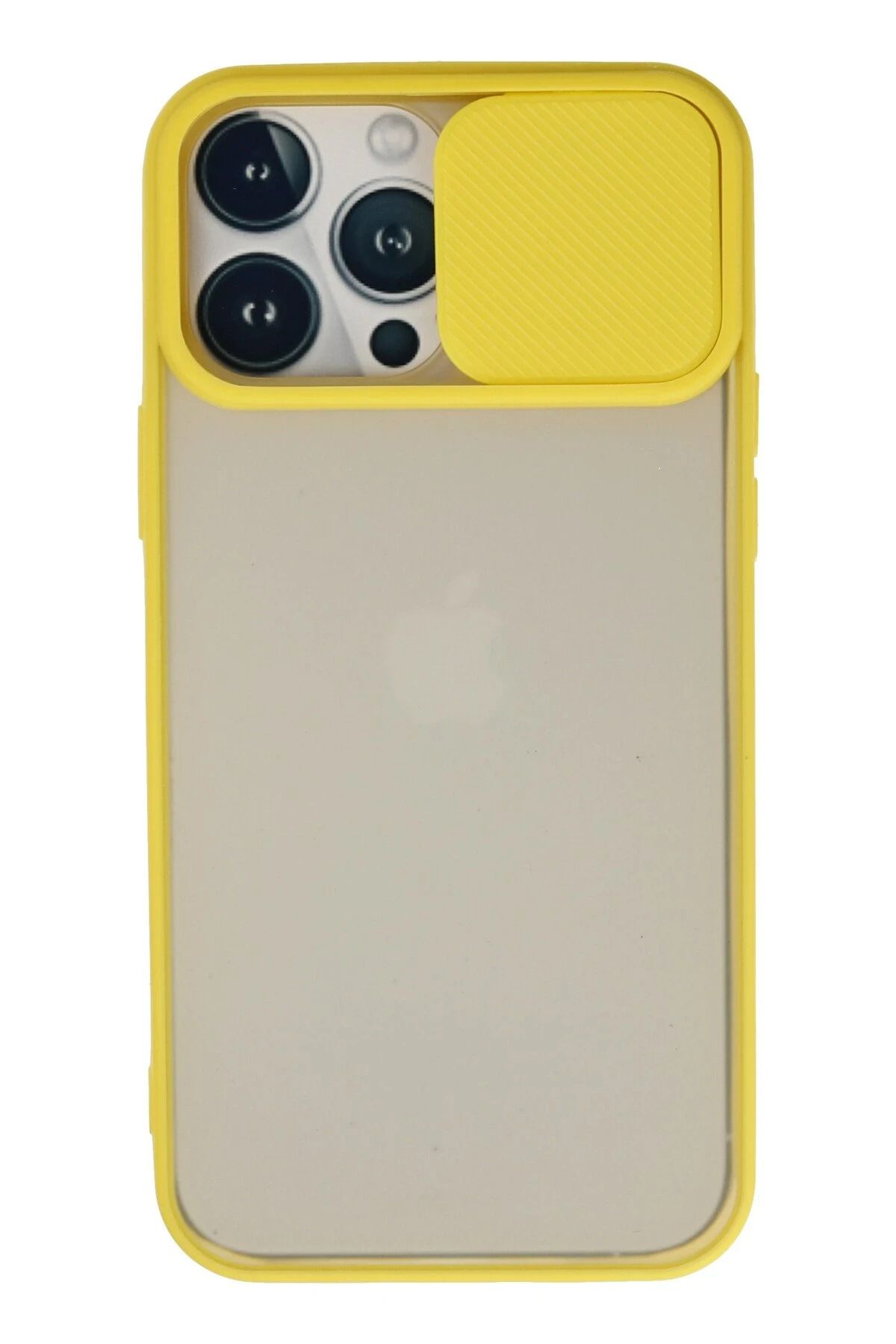NewFace iPhone 13 Pro Max Kılıf Palm Buzlu Kamera Sürgülü Silikon - Sarı JOJUA