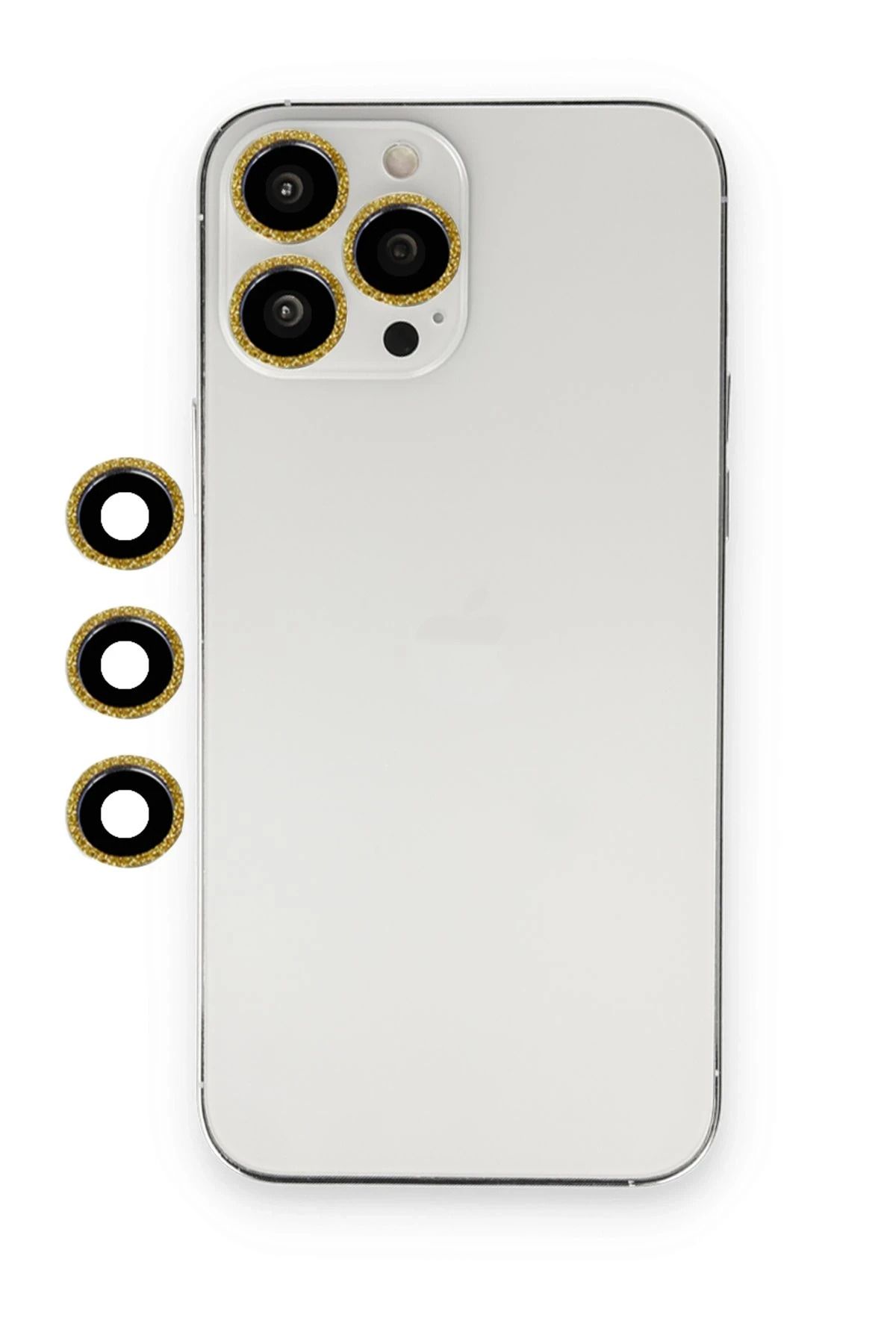 NewFace iPhone 12 Pro Uyumlu  Shine Kamera Lens - Gold DRSTR