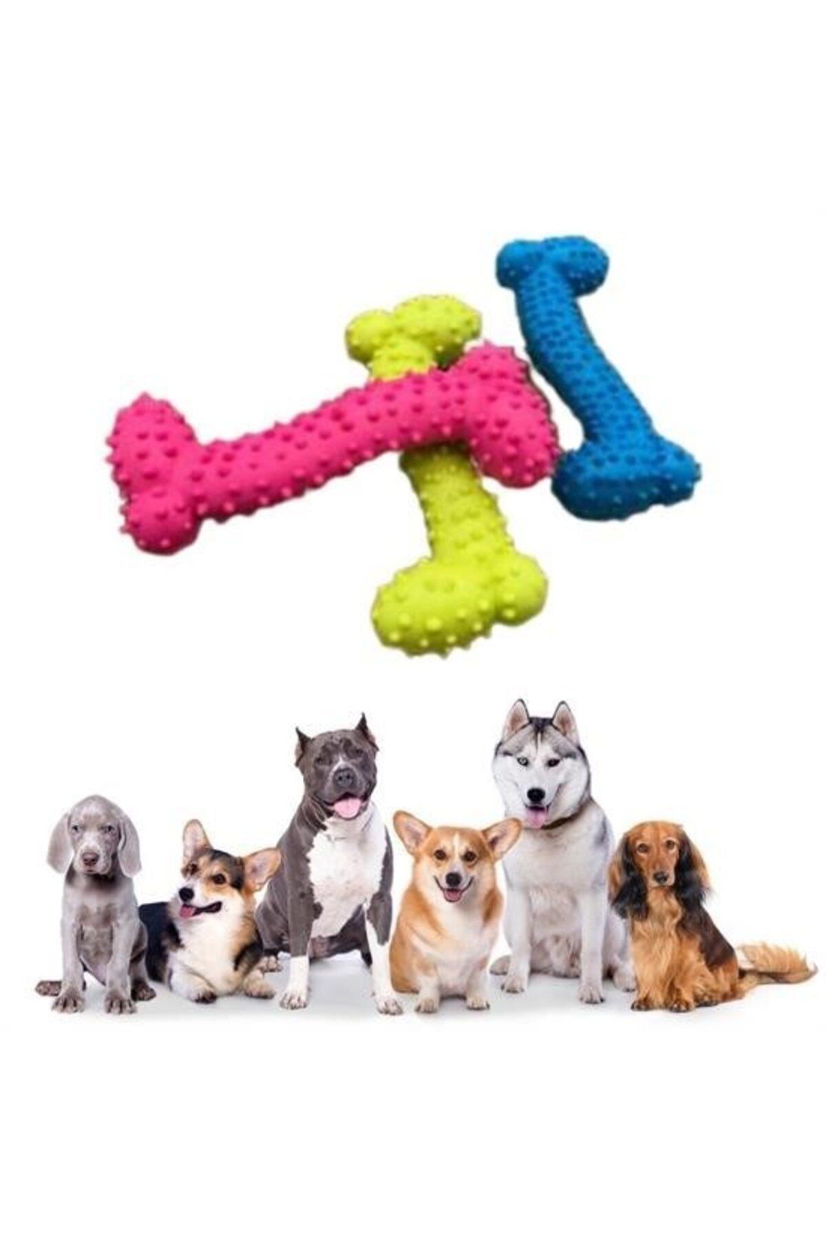 Nurum E Tİcaret BUFFER® Tiny Kemik Oyuncağı Tırtıklı Yüzey Küçük Kemik Plastik Köpek Oyuncağı