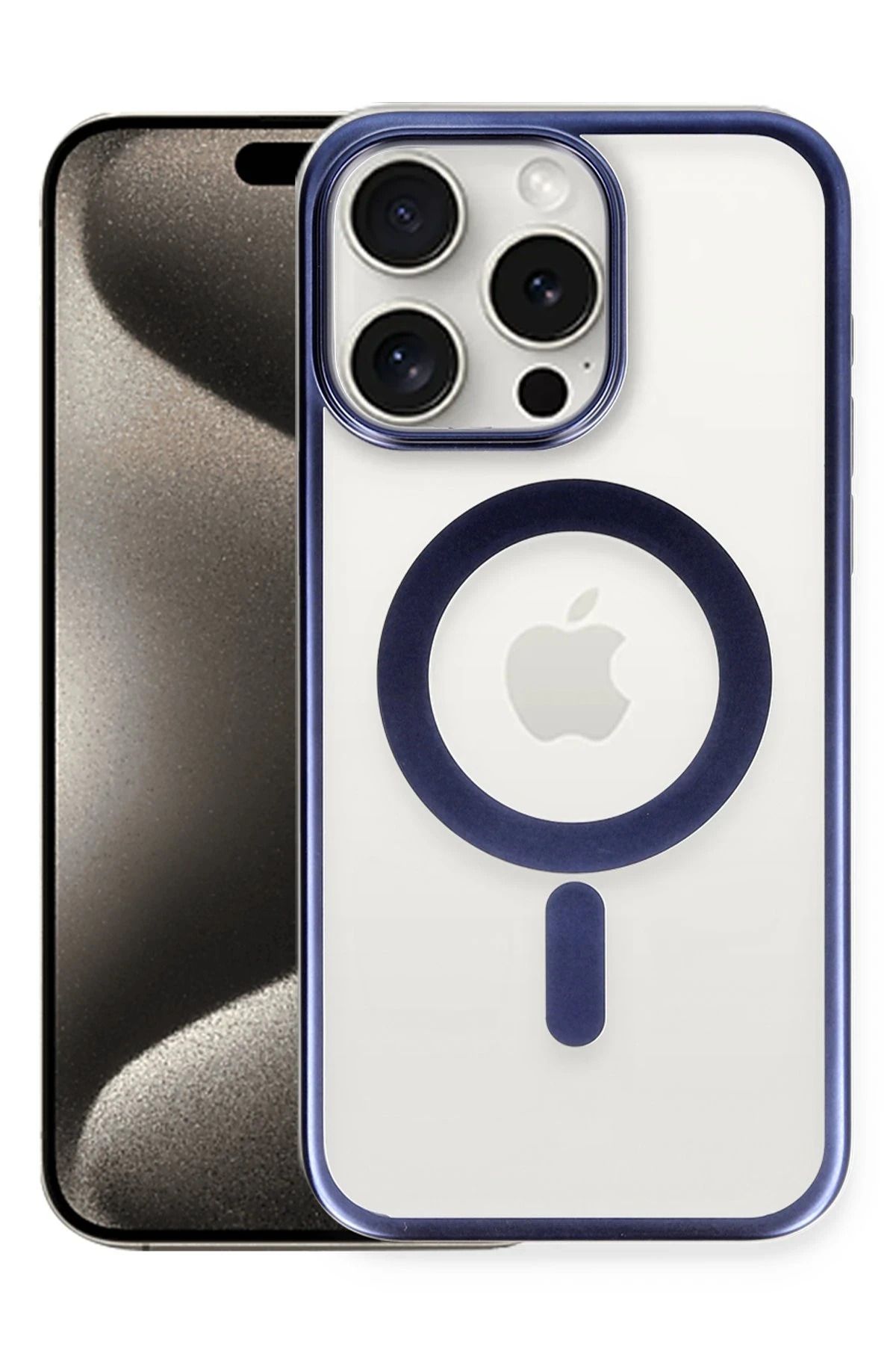 NewFace iPhone 15 Pro Kılıf Erozi Magsafe Kapak - Lacivert JOJUA