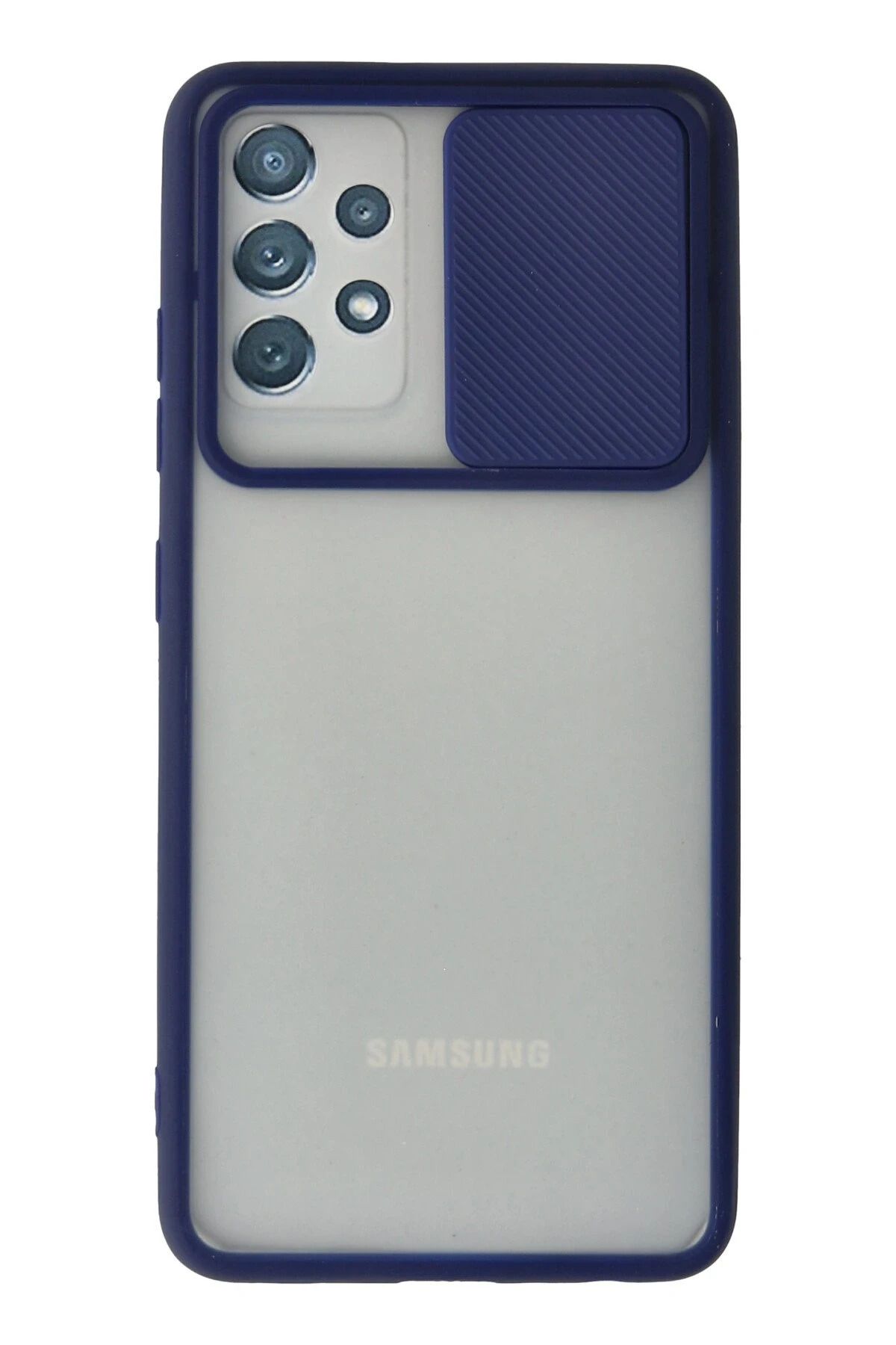 NewFace Samsung Galaxy A72 Kılıf Palm Buzlu Kamera Sürgülü Silikon - Lacivert BSTMY