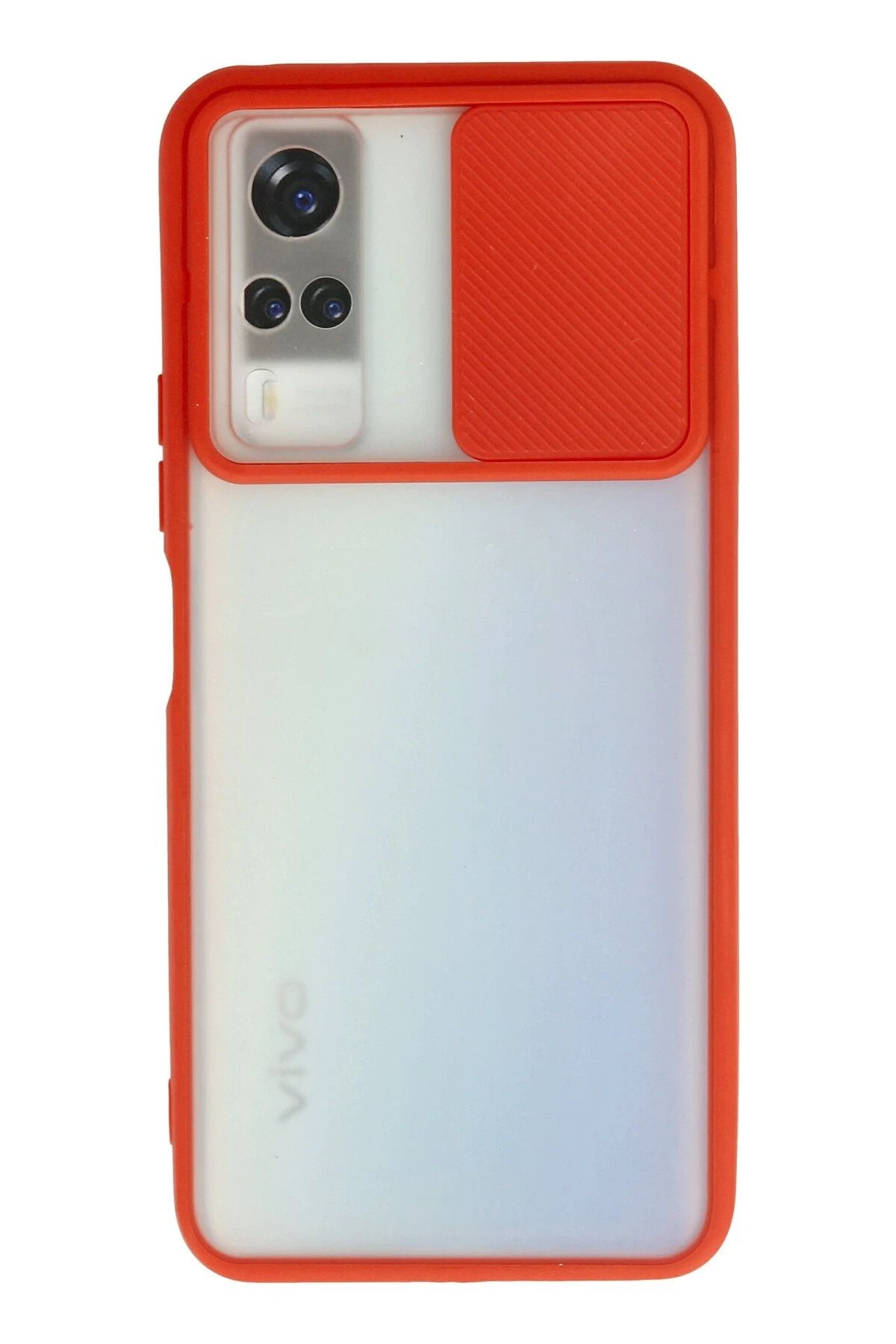 NewFace Vivo Y53S Kılıf Palm Buzlu Kamera Sürgülü Silikon - Kırmızı BSTMY