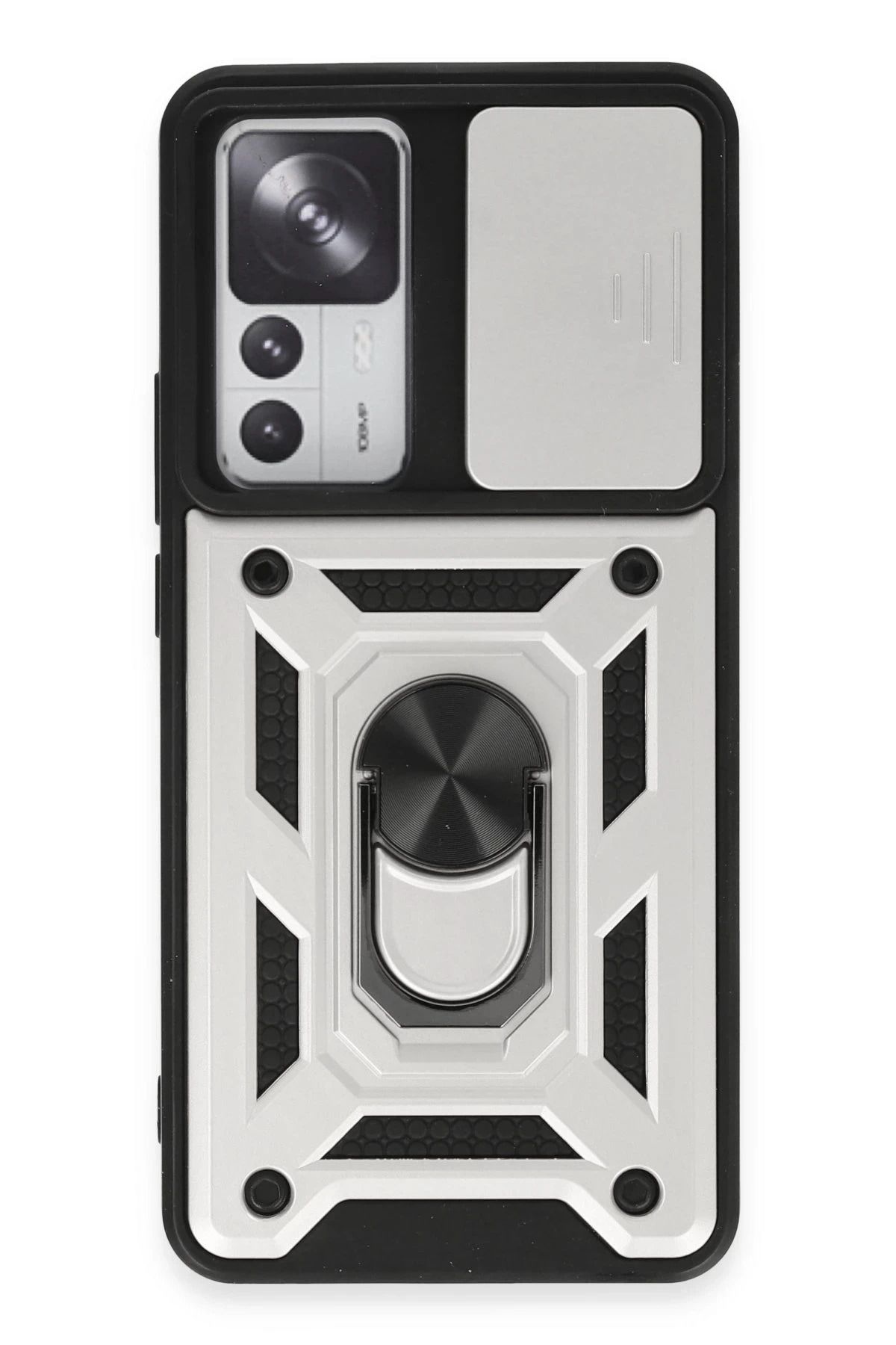 NewFace Xiaomi Mi 12T Pro Kılıf Pars Lens Yüzüklü Silikon - Gümüş INSLM