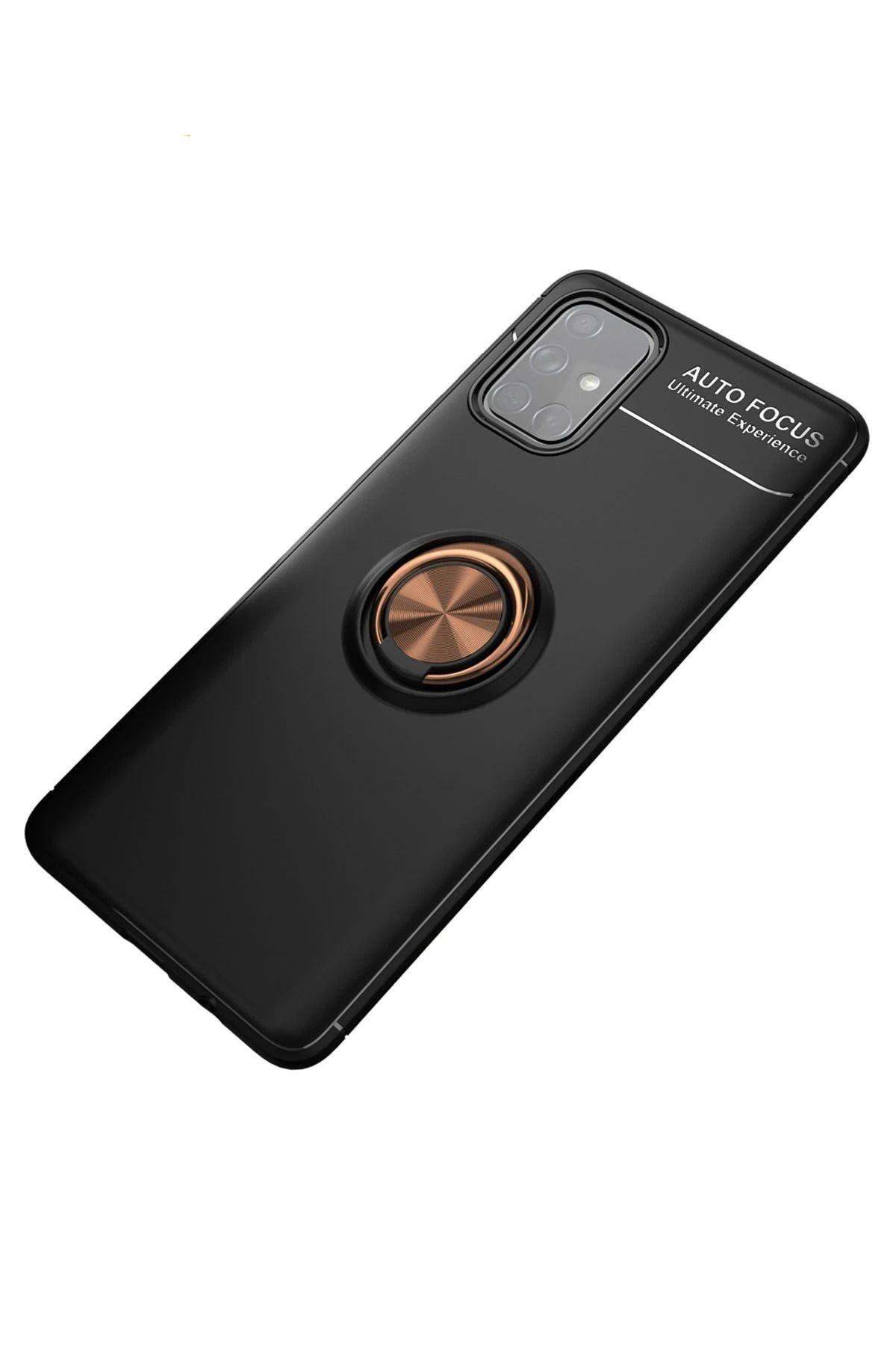 NewFace Samsung Galaxy M31S Kılıf Range Yüzüklü Silikon - Siyah-Gold INSLM
