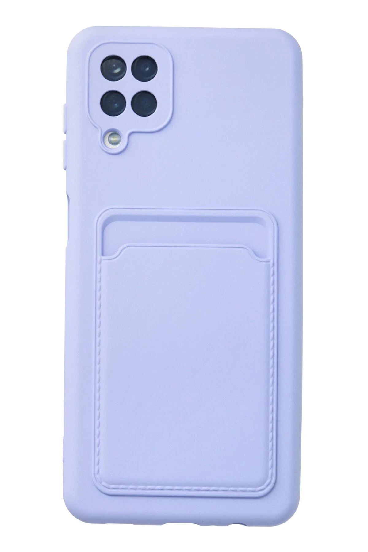 NewFace Samsung Galaxy A12 Kılıf Kelvin Kartvizitli Silikon - Lila HNZRN
