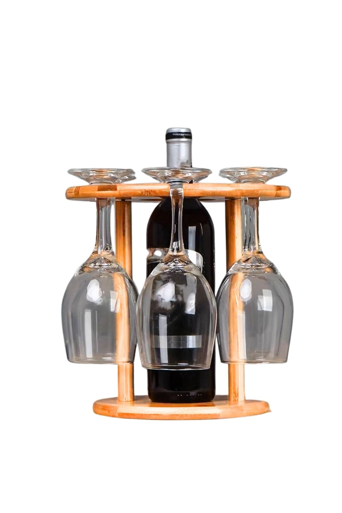 OEM Suport Elegant Și Funcțional Din Lemn Pentru O Sticlă Și 6 Pahare De Vin - One Size