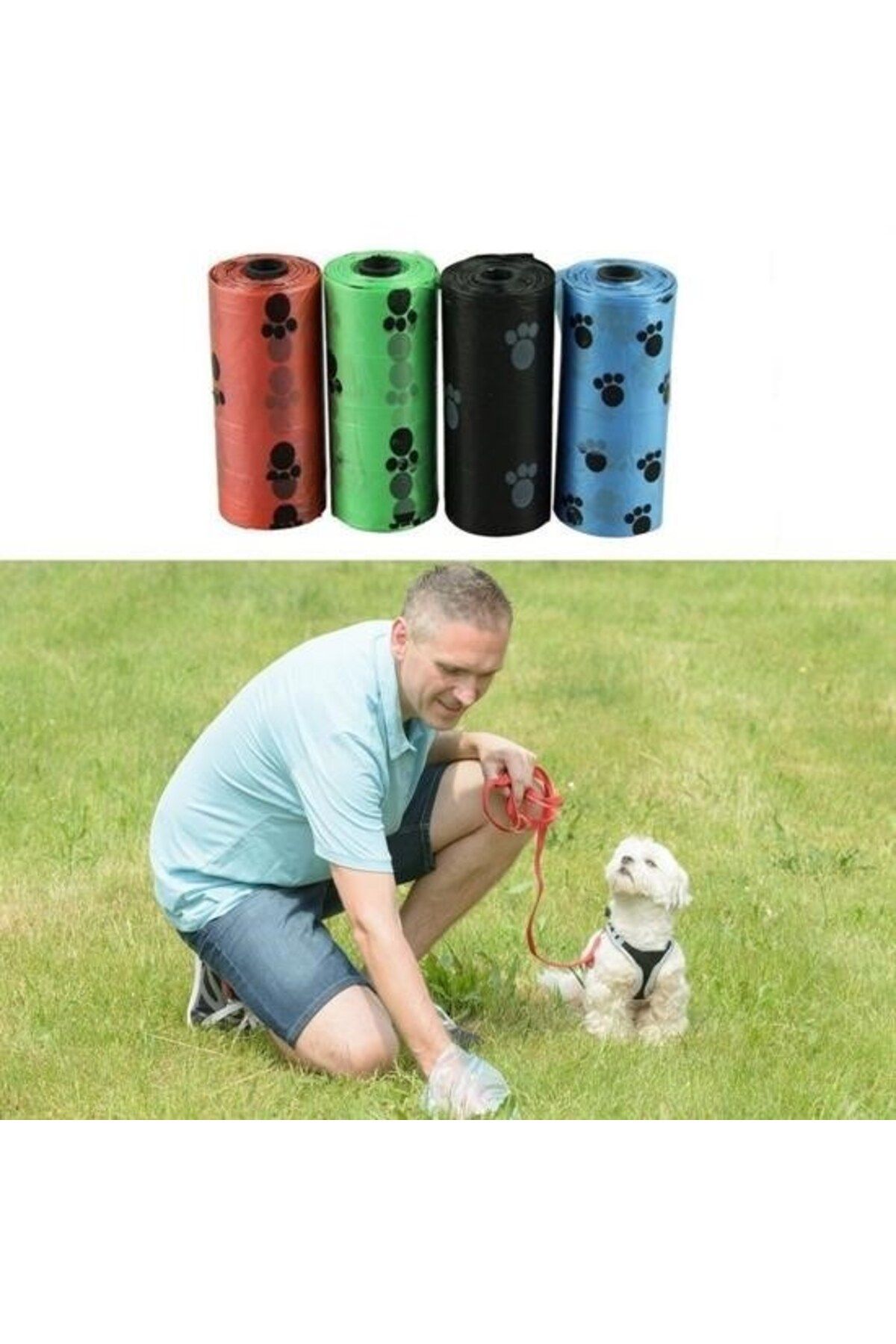 Nexora BUFFER® 4lü Evcil Hayvanlar Için Pati Desenli Kedi Köpek Kaka Poşeti Torbası