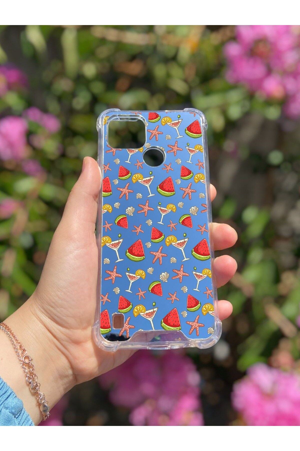 MBB ETİCARET Realme C21 Uyumlu Aynalı Karpuz Desenli Darbe Kamera Korumalı Silikon Telefon Kılıfı