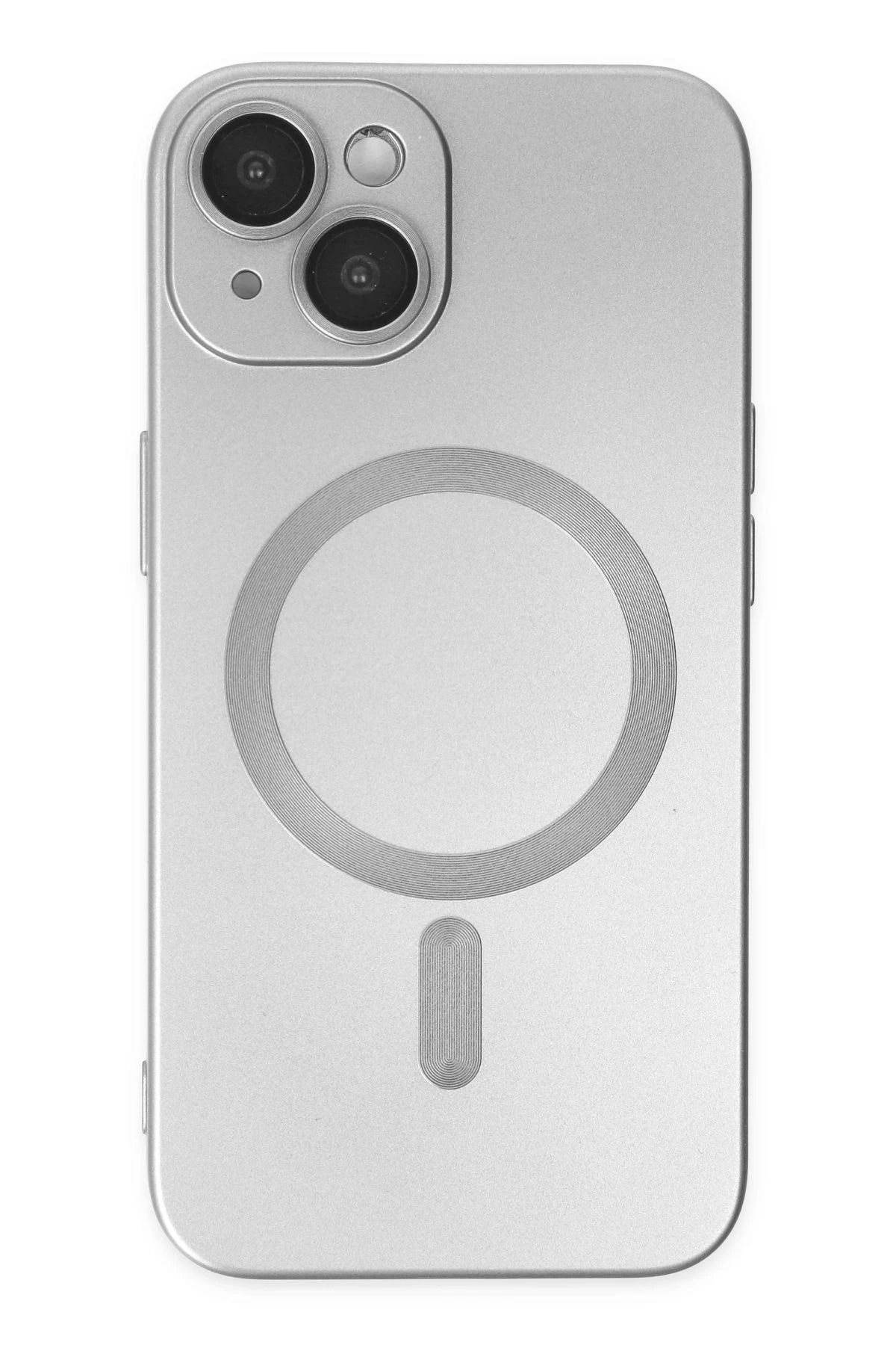 NewFace iPhone 14 Plus Kılıf Moshi Lens Magneticsafe Silikon - Gümüş BSTMY