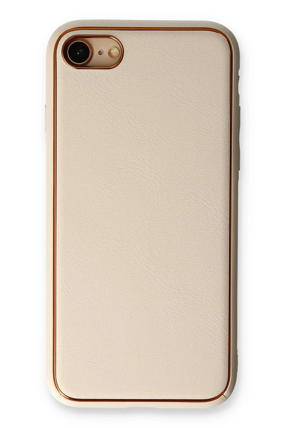 NewFace iPhone 7 Kılıf Coco Deri Silikon Kapak - Gold INSLM