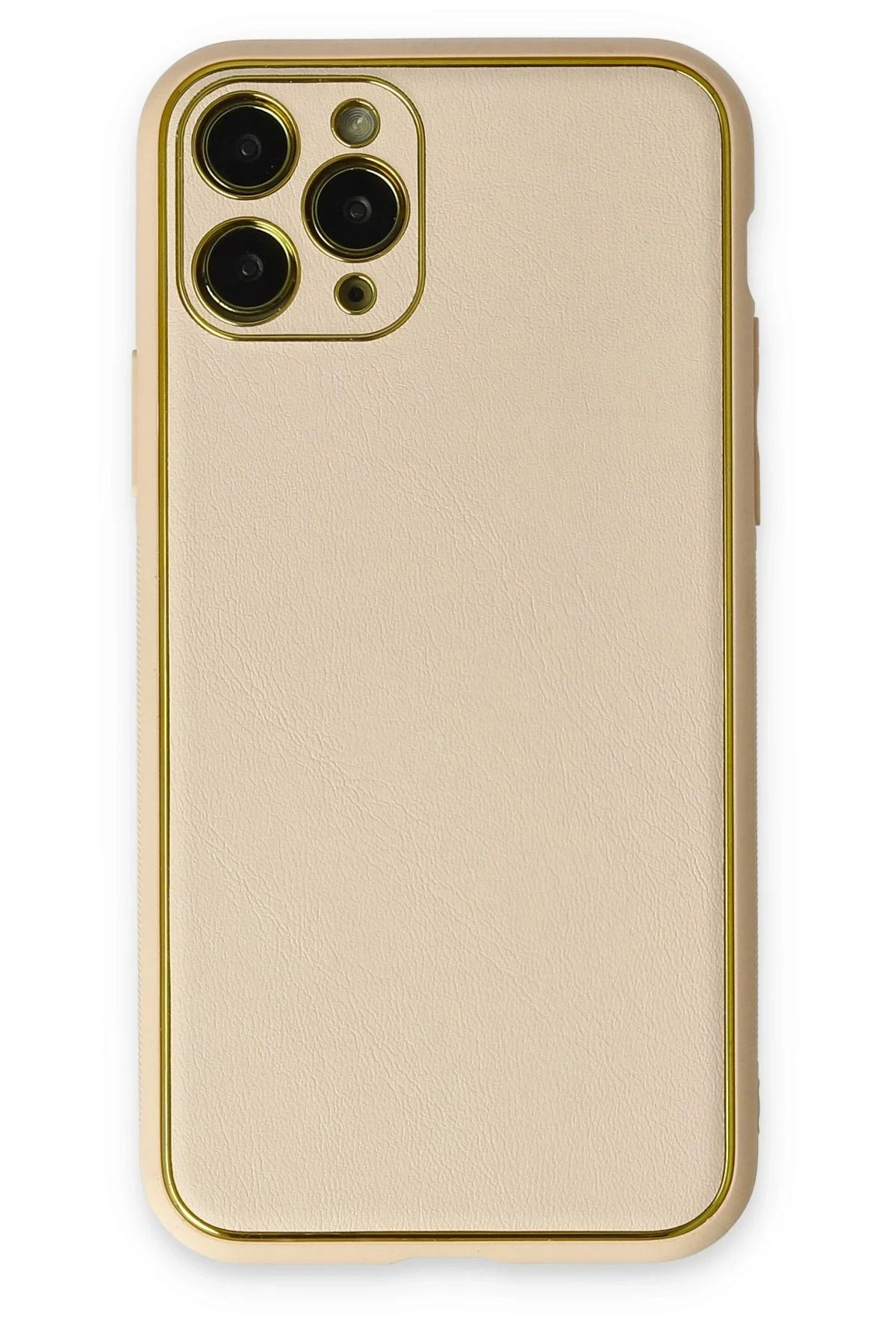 NewFace iPhone 11 Pro Kılıf Coco Deri Silikon Kapak - Gold INSLM