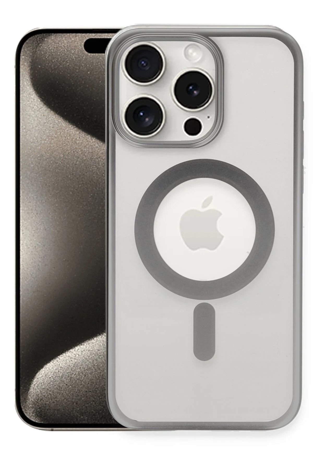 NewFace iPhone 15 Pro Max Kılıf Erozi Magsafe Kapak - Gümüş JOJUA