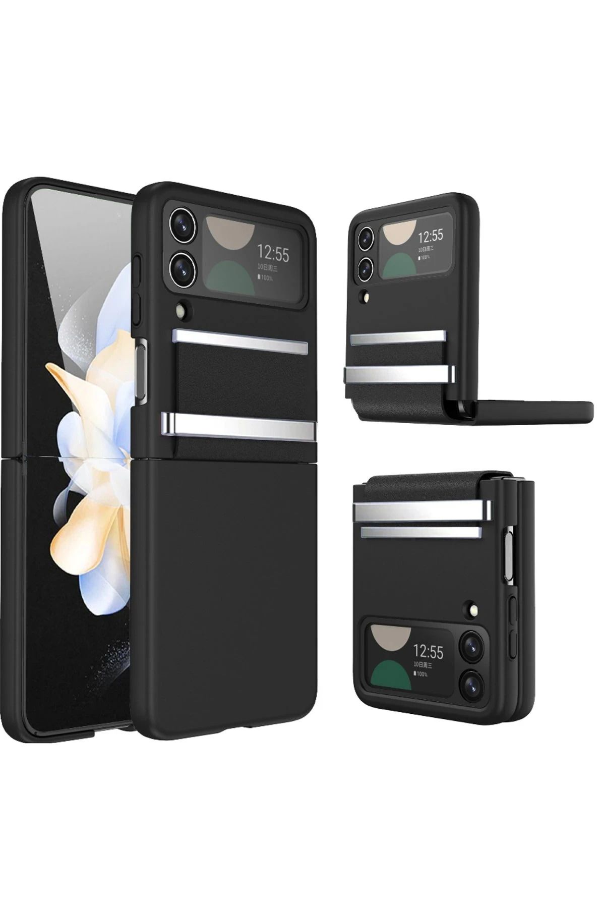NewFace Samsung Galaxy Z Flip 4 Kılıf Belt Flip Kapak - Siyah BSTMY