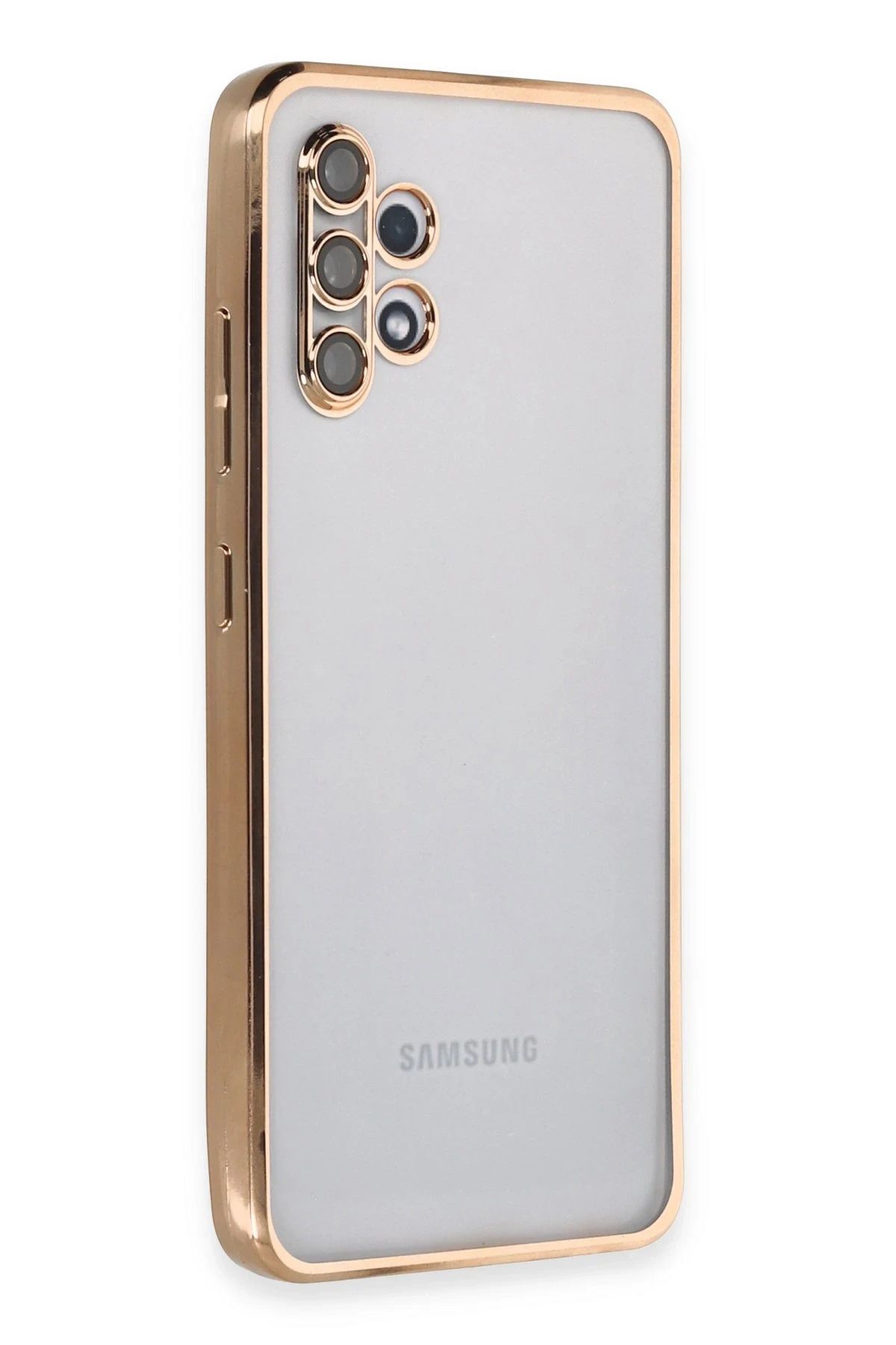 NewFace Samsung Galaxy A32 Kılıf Lensli Silikon - Gold YNSMR
