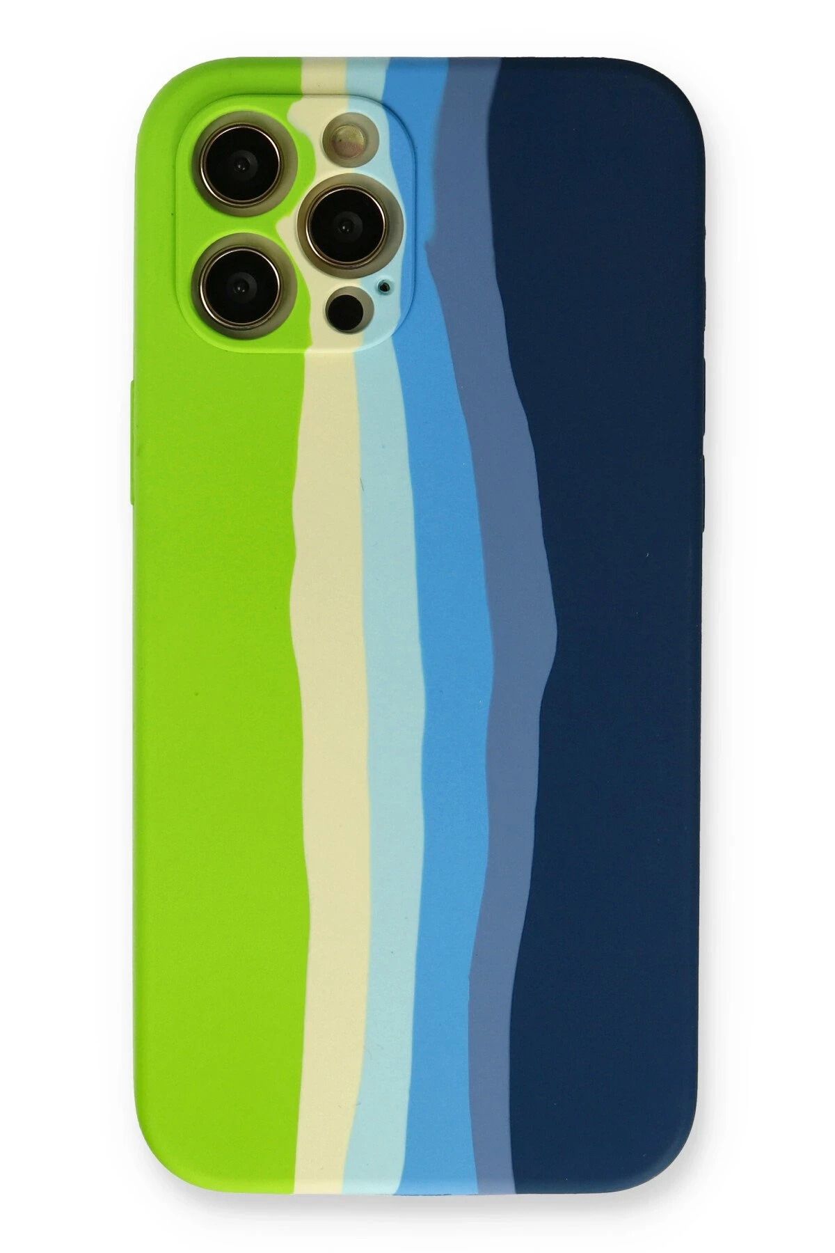 NewFace iPhone 12 Pro Max Kılıf Ebruli Lansman Silikon - Yeşil-Koyu Yeşil JOJUA