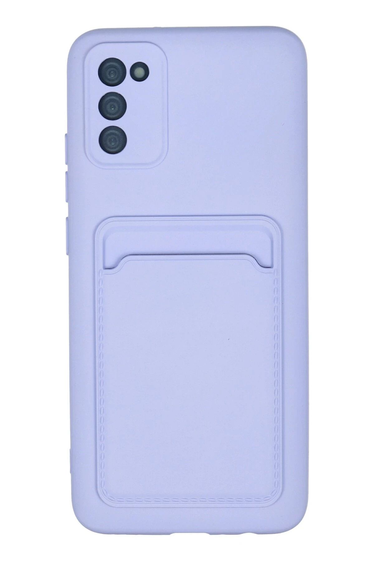 NewFace Samsung Galaxy A02S Kılıf Kelvin Kartvizitli Silikon - Lila NRMSA