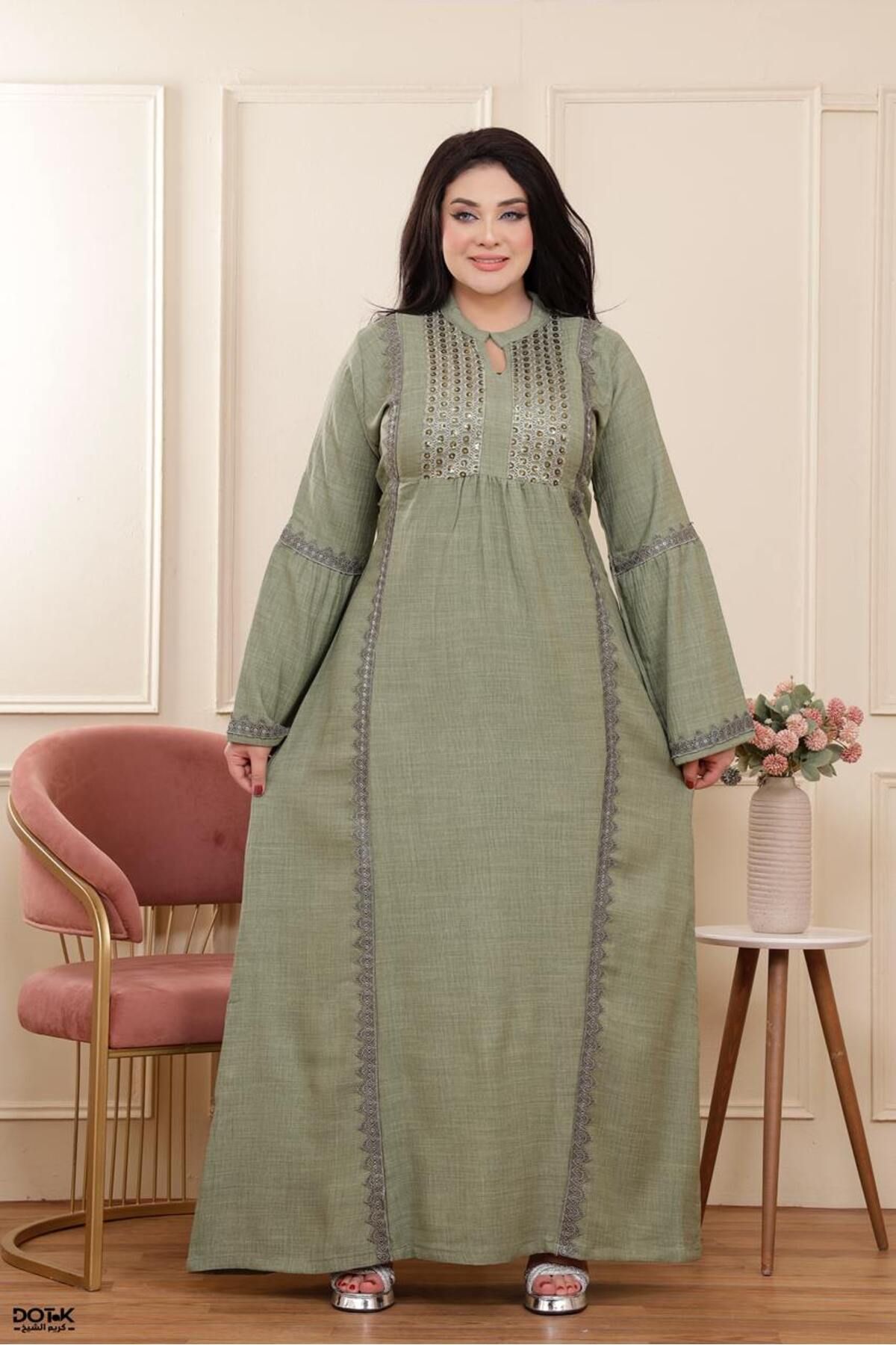 Generies-Linen abaya made of light and comfortable linen material with an elegant and modern design, ideal for everyday use 2