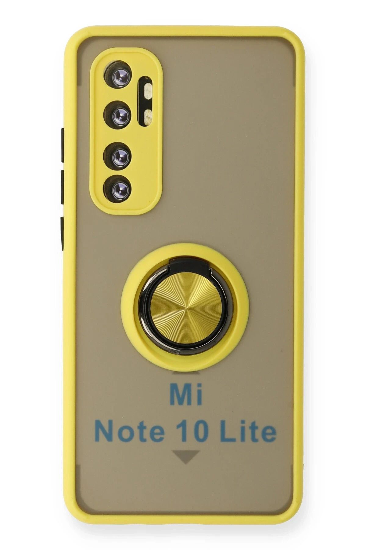 NewFace Xiaomi Mi Note 10 Lite Kılıf Montreal Yüzüklü Silikon Kapak - Sarı INSLM