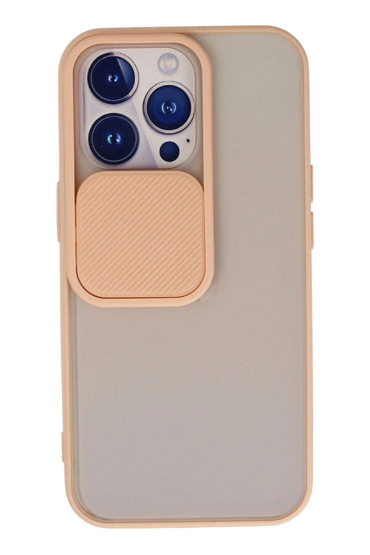 NewFace iPhone 13 Pro Kılıf Palm Buzlu Kamera Sürgülü Silikon - Pembe JOJUA