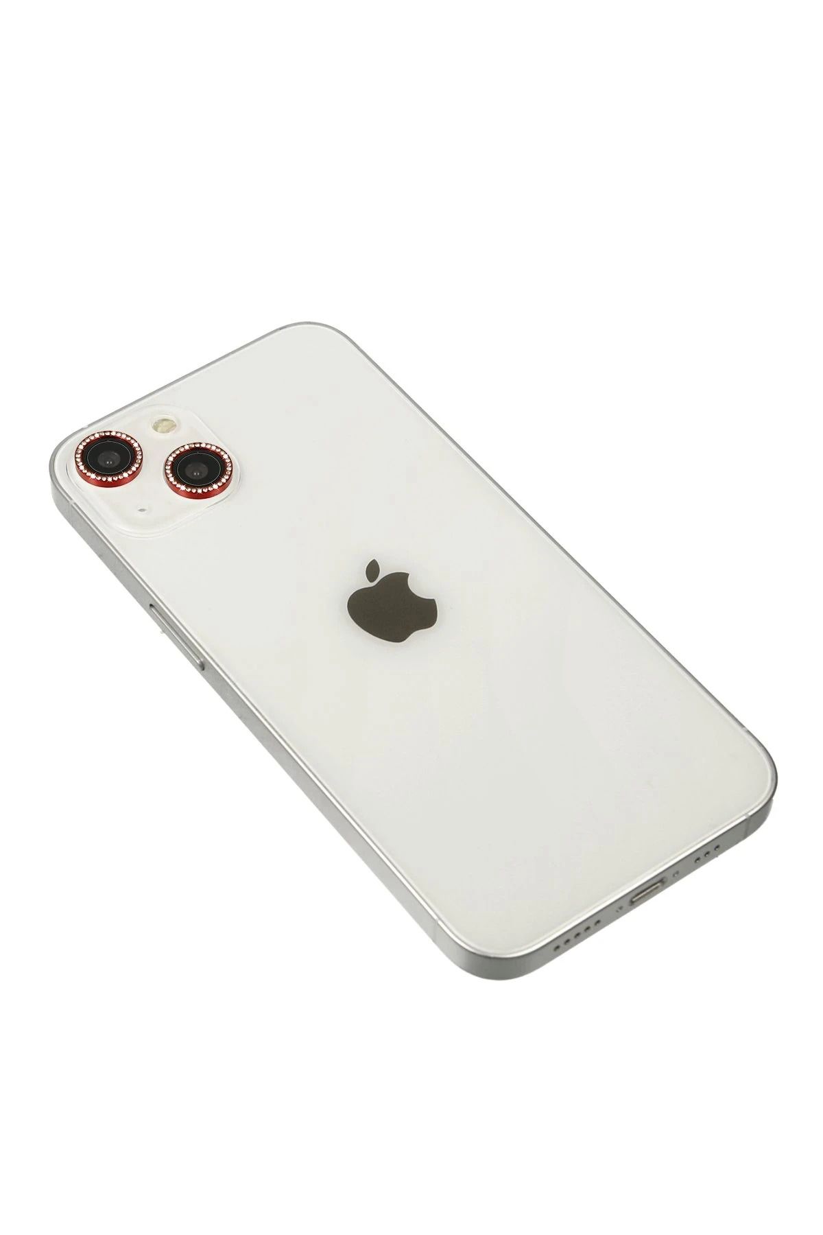NewFace iPhone 14 Diamond Kamera Lens - Kırmızı ALMLA