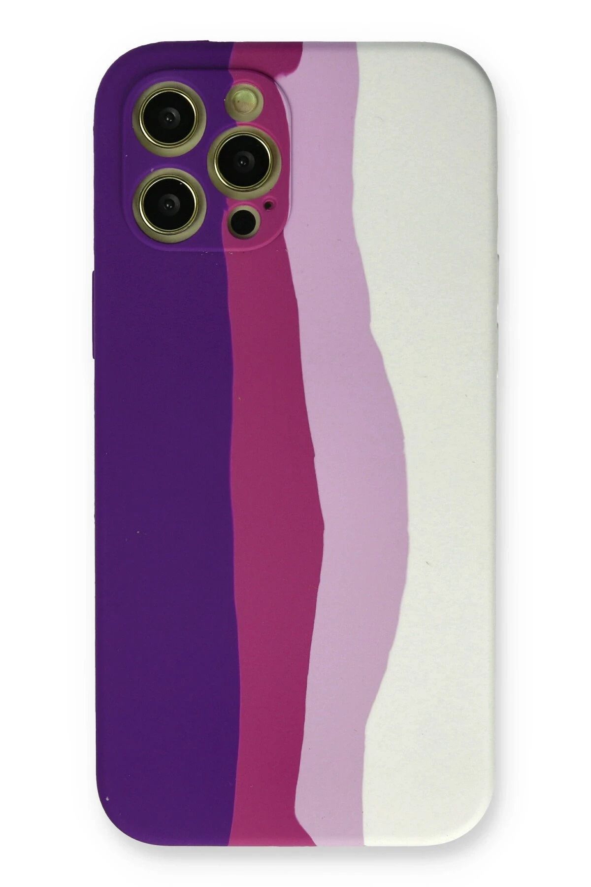 NewFace iPhone 12 Pro Max Kılıf Ebruli Lansman Silikon - Mor-Beyaz INSLM
