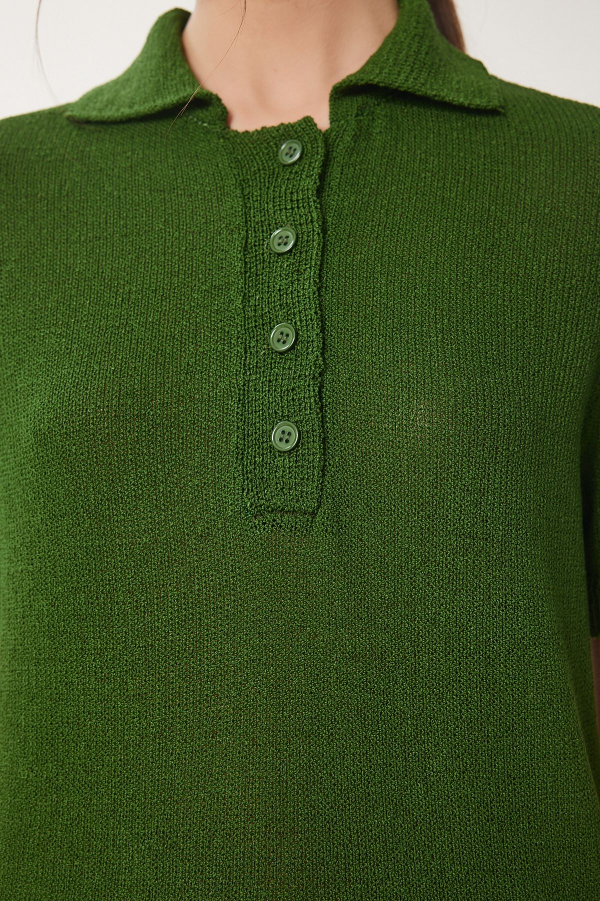 Happiness İstanbul-Women's Green Polo Neck Seasonal Knitwear Blouse Yy00236 4