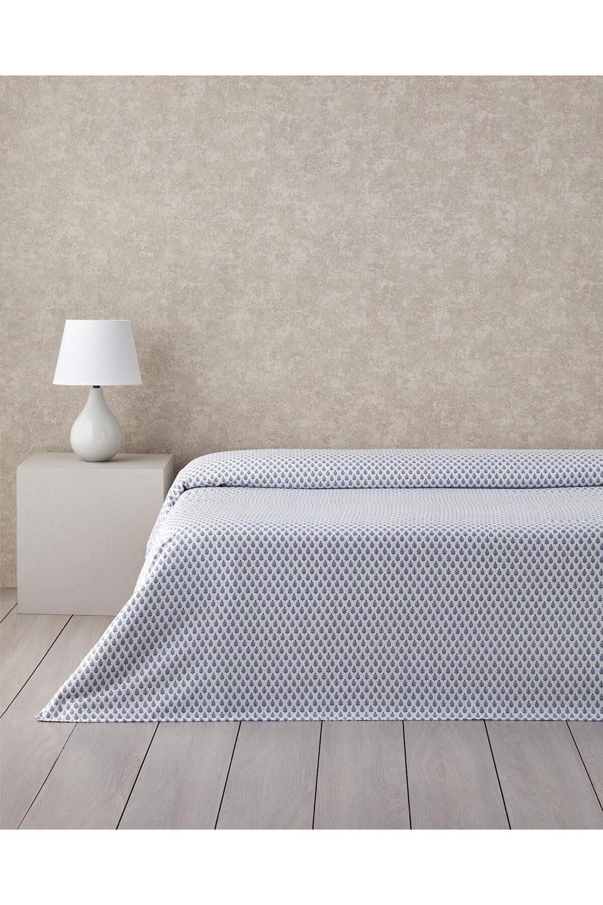 English Home Pure Leaves Ecosoft Pojedynczy Koc 150x220 Cm Niebieski - One Size