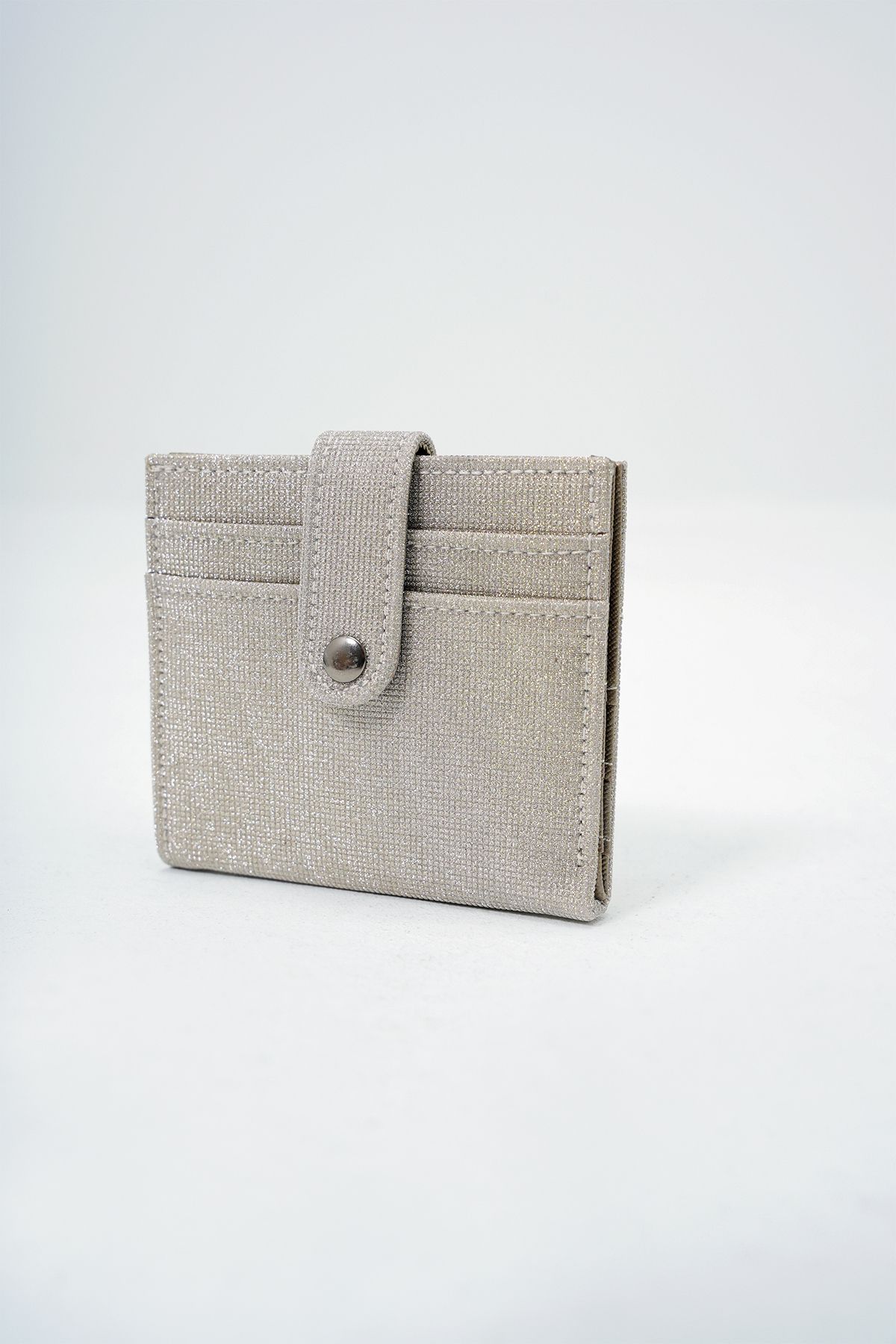 Trend Alaçatı Stili Geldbörse Aus Goldpapier Mit Geldfach Und Druckknopfverschluss, Stilvoller Silberner Geldbeutel-kartenhalter für Damen - One Size