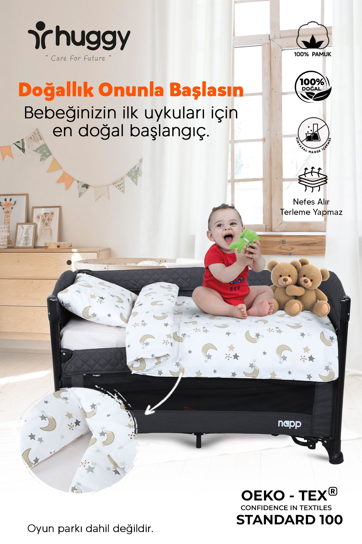 Kahverengi 130x80 Bebek Nevresim Takımı – %100 Pamuk, Park Yatak ve Beşik Uyumlu