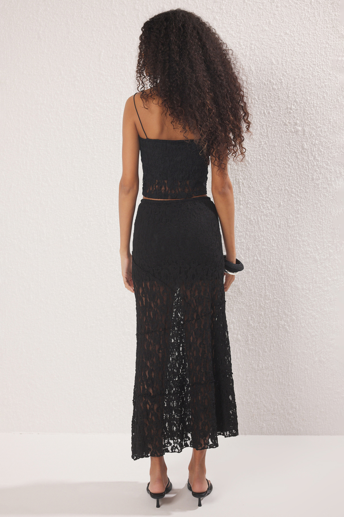 Trendyolmilla  Siyah Dokulu Maxi Boy Örme Etek TPRSS25ET00009 - Görsel 4