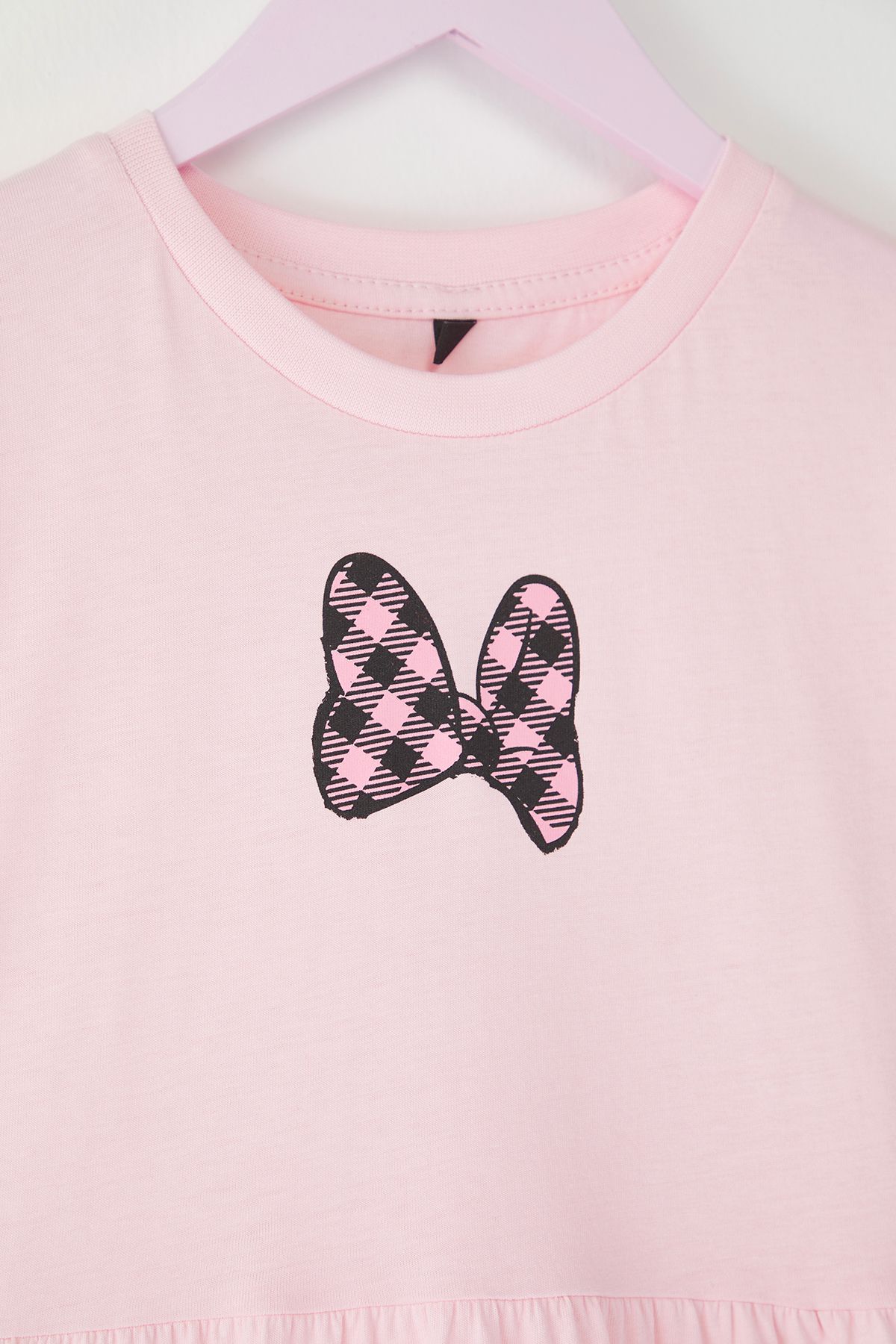 TRENDYOLKIDS-Pink Ready-Made Girl's Dress 100% Cotton, Mini Knitted Sleeve Model 2